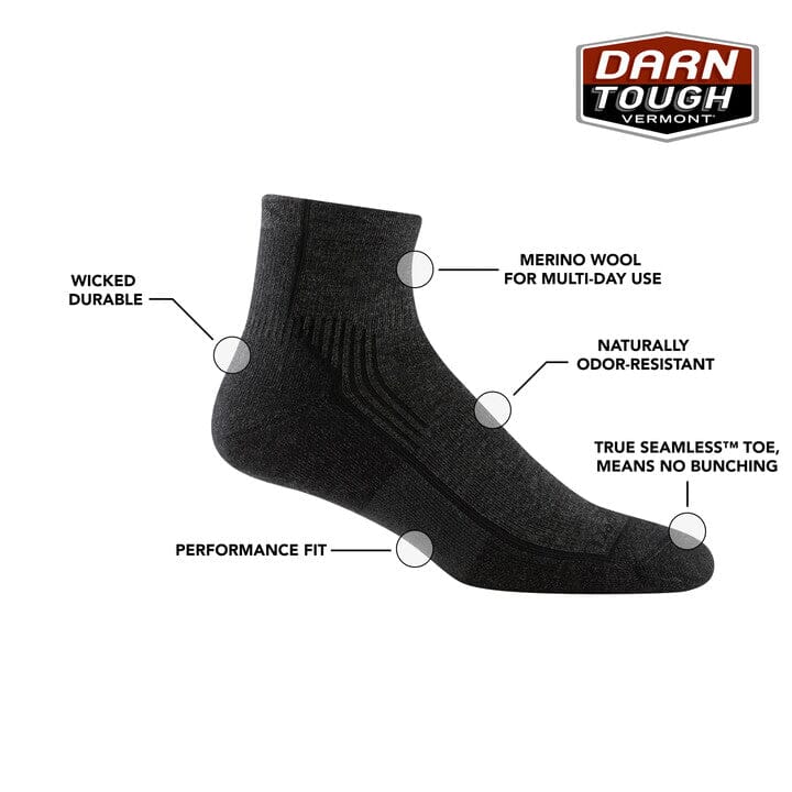 Darn Tough Men's Hiking Socks - Midweight Quarter Crew for Outdoor Trekking & Backpacking | Moisture-Wicking, Cushioned Support for All-Day Comfort on Trails
