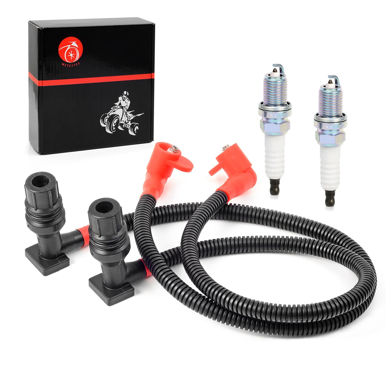 Polaris Ranger Crew 800 RZR 4 S 800 Ignition Coil Wire Cap & Spark Plug Kit (2011-2017) - Compatible with 4012888, 4012889, 4013078 - Perfect for Off-Roading & ATV Maintenance
