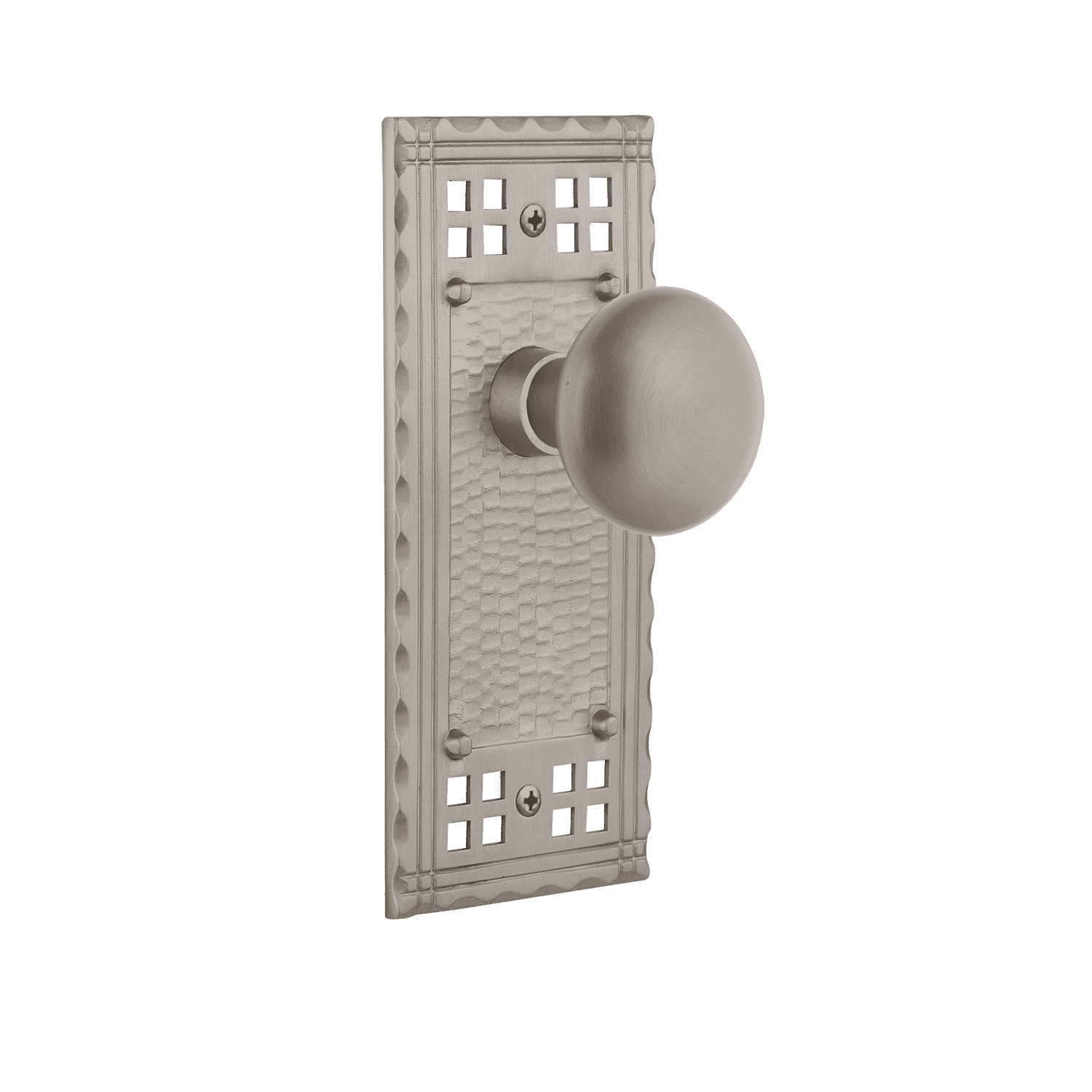 Craftsman Satin Nickel Long Plate with New York Knob - Perfect for Modern Home Door Hardware and Cabinet Upgrades