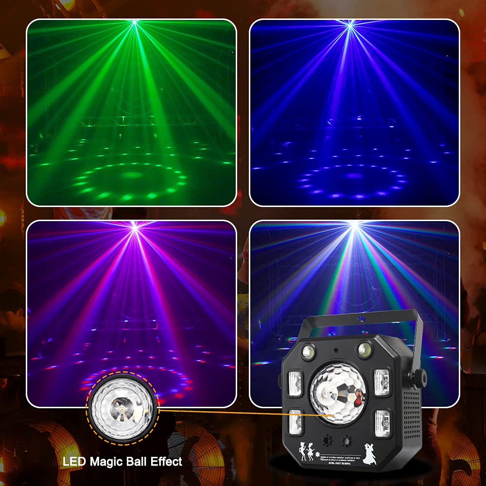 Eyeshot 4-in-1 LED Disco Party Light with Magic Kaleidoscope Ball, Strobe Effects & UV Light - Perfect for DJ Shows, Nightclubs, Home Dance Parties & Stage Lighting