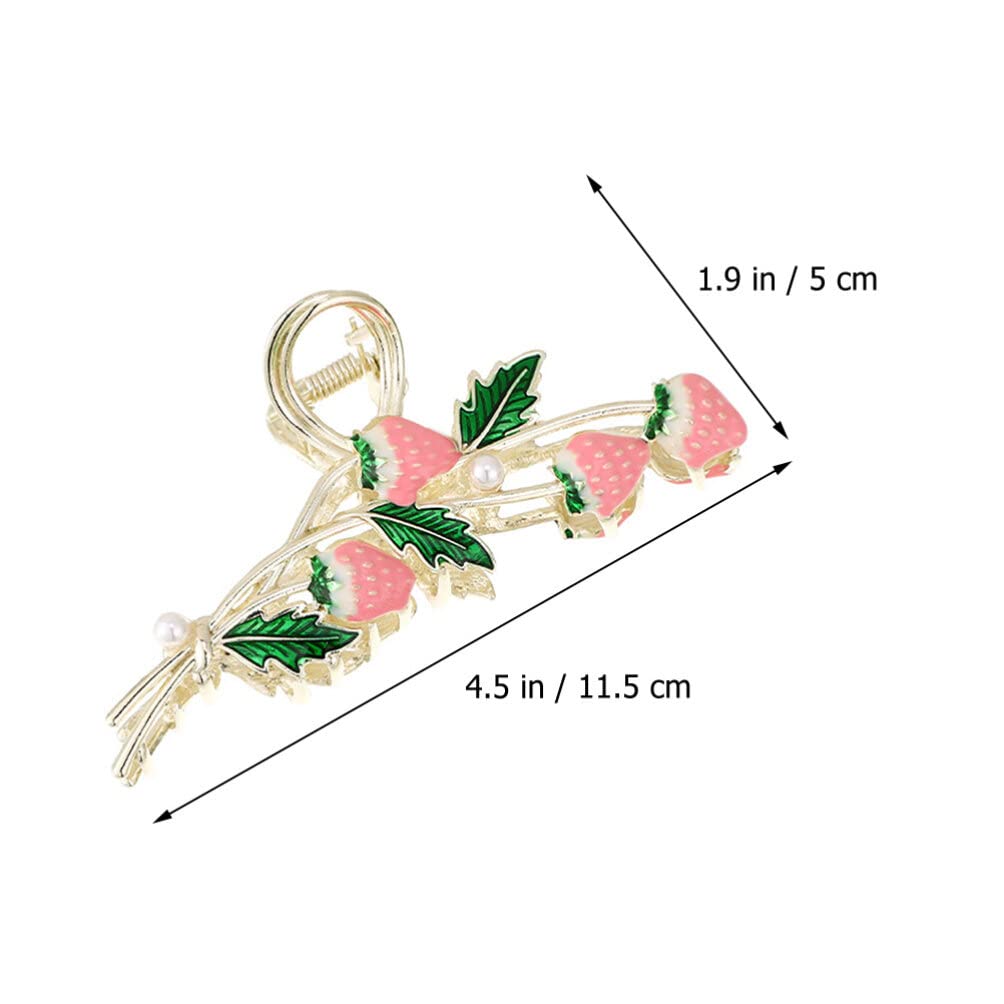 SHERCHPRY 2 Pack Strawberry Hair Clips for Girls - Cute Floral Hair Barrettes, Jaw Clips & Hair Claws - Summer Hair Accessories for Women, Alloy Hair Pins - Perfect for School, Parties & Everyday Fashion