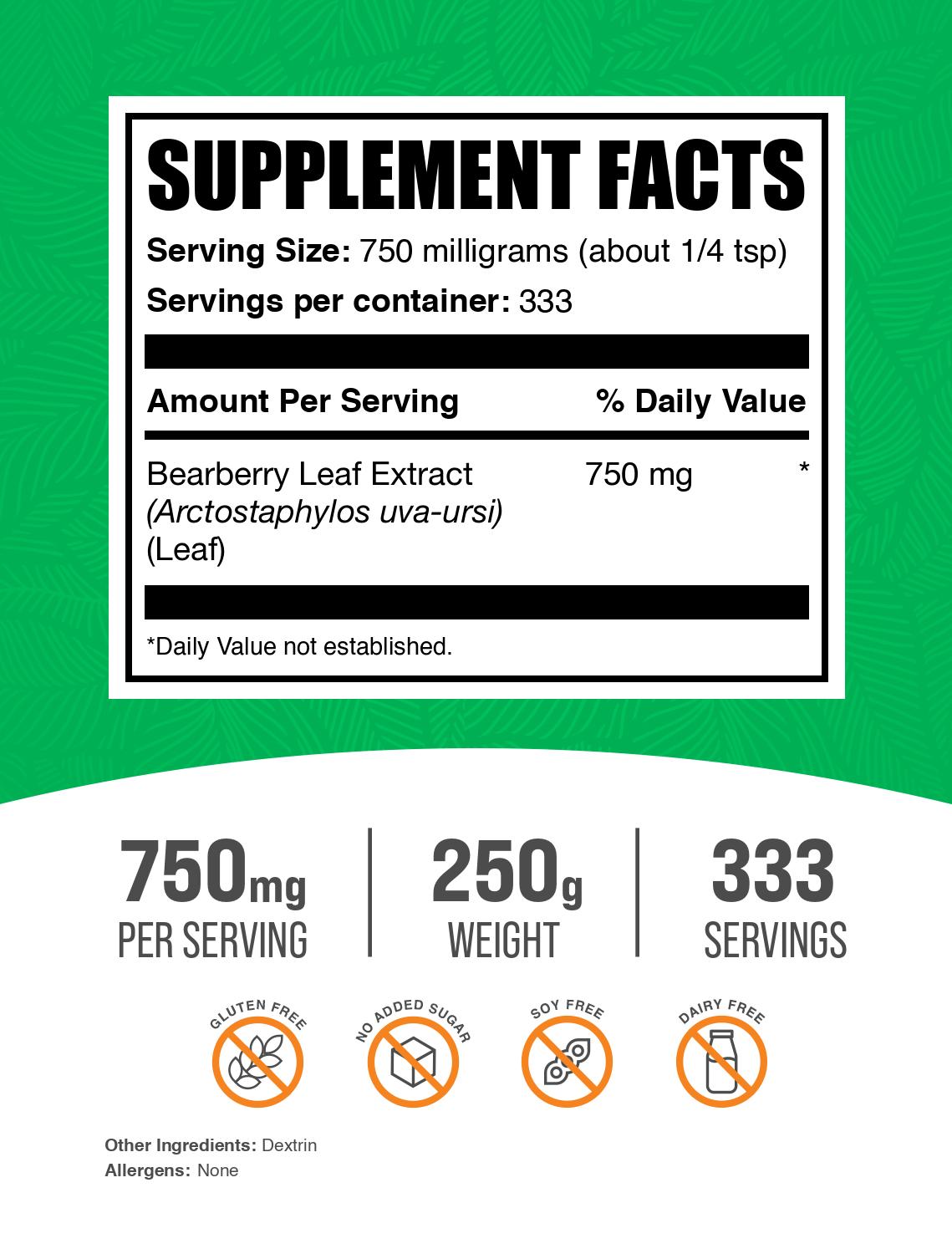 Organic Bearberry Leaf Extract (Uva Ursi) Powder - 100% Pure & Natural - Supports Urinary Tract & Kidney Health - Perfect for Herbal Teas, Supplements & Skincare DIY