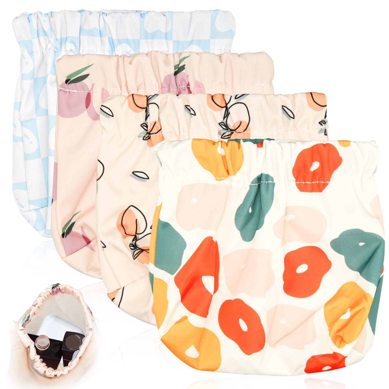 4Pcs Squeeze Top Cosmetic Bags - Portable Makeup Pouch for Travel & Purse Storage