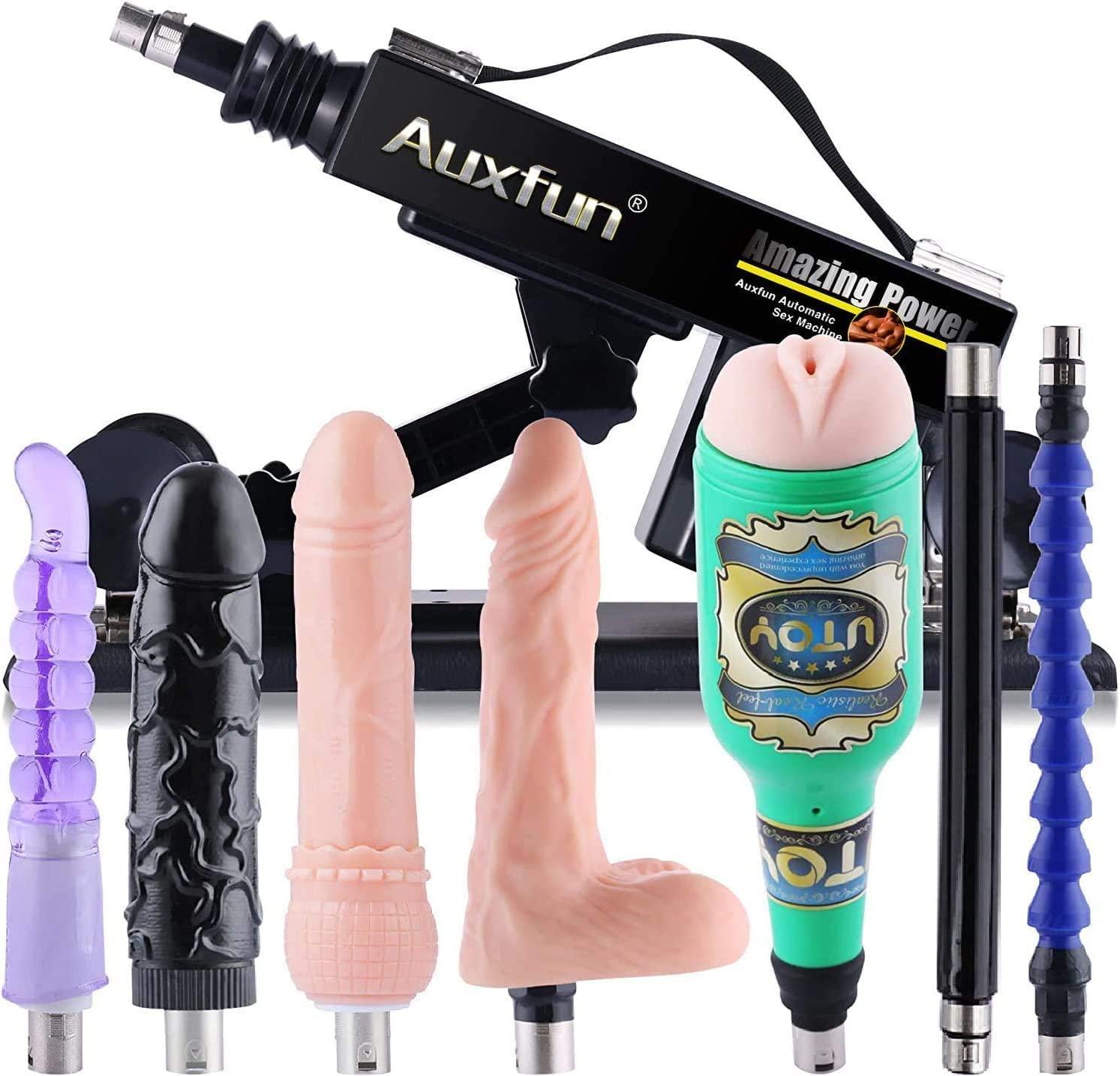 AUXFUN Automatic Sex Machine with 7 Attachments for Couples - Bedroom Pleasure Enhancer