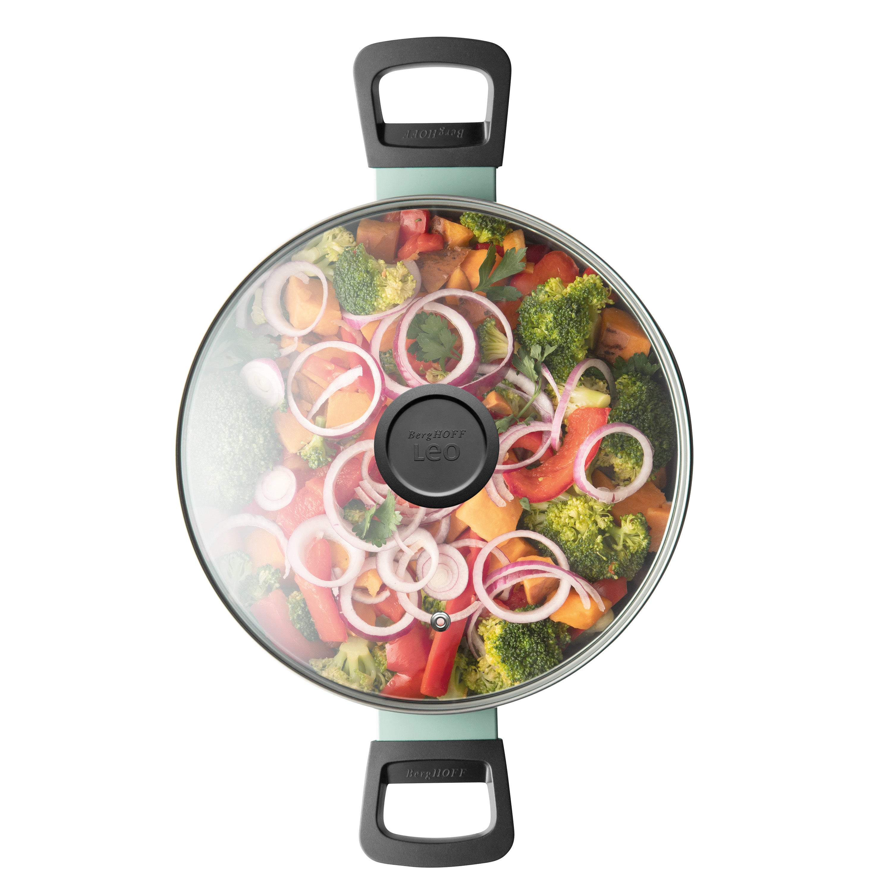 BergHOFF Sage Non-Stick Aluminum Stockpot 9.5 Quart (5.9L) with Glass Lid – Perfect for Soups, Stews, Pasta & Family Cooking