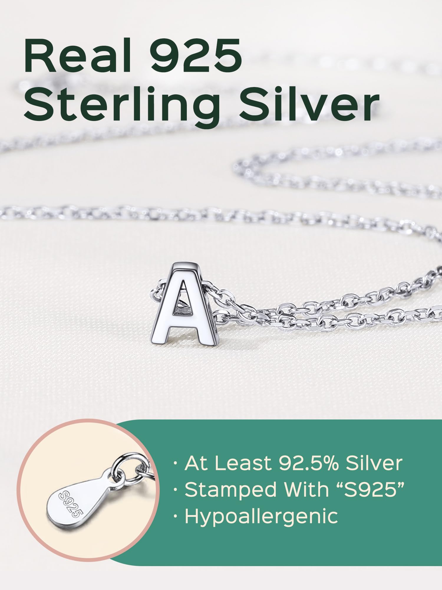 ChicSilver 925 Sterling Silver Initial Necklace for Women - Personalized Dainty Letter Pendant Jewelry - Elegant Gift with Gift Box - Perfect for Birthdays, Anniversaries & Everyday Wear