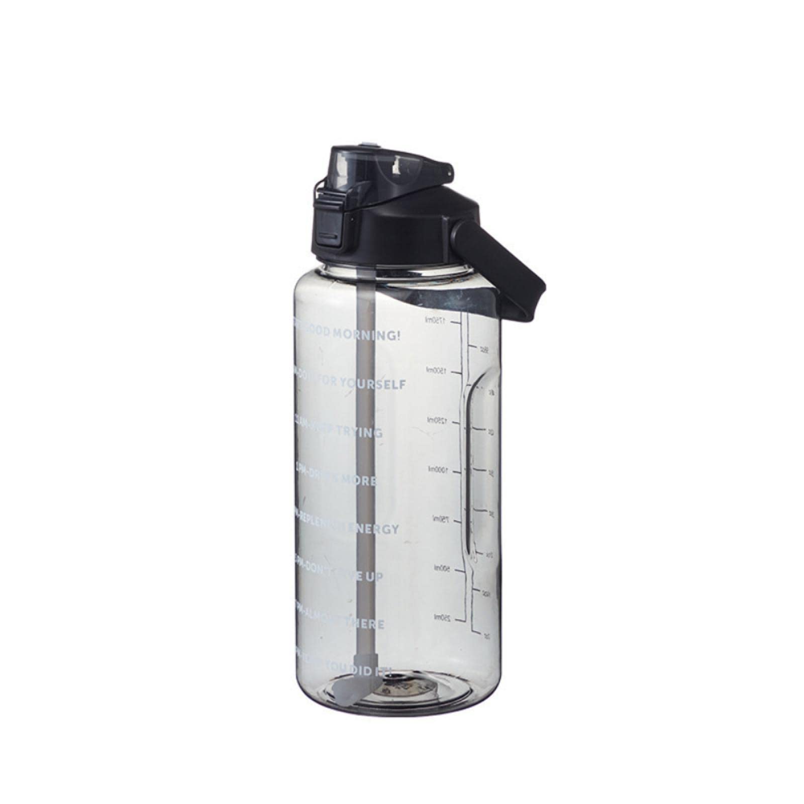 2L Gradient Water Bottle with Straw & Time Marker for Outdoor Fitness