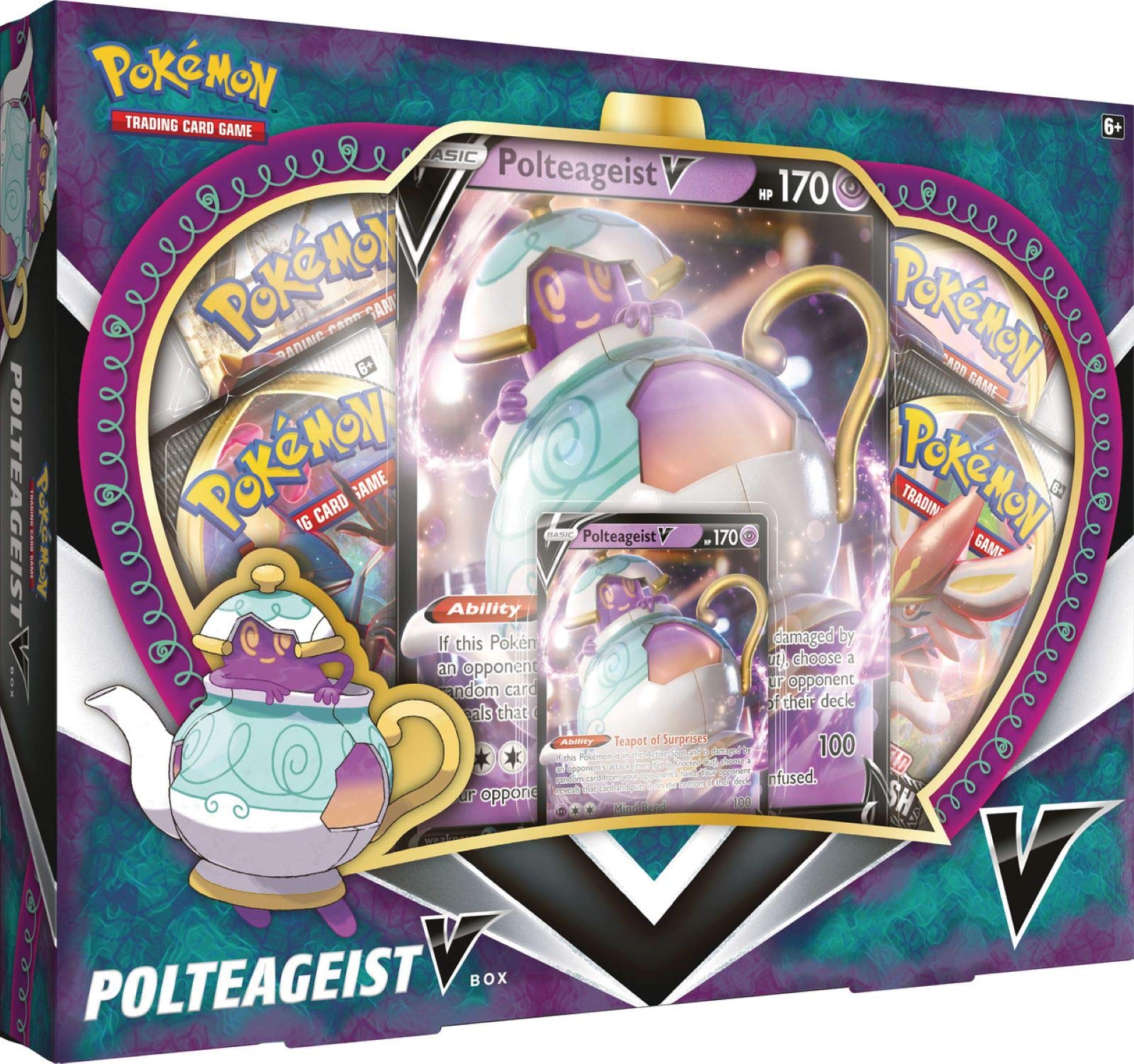 Pokemon TCG: Polteageist V Box - Collectible Trading Card Game Set with Foil Cards & Booster Packs | Perfect for Pokemon Fans, Collectors, and Competitive Players (Multicolor)