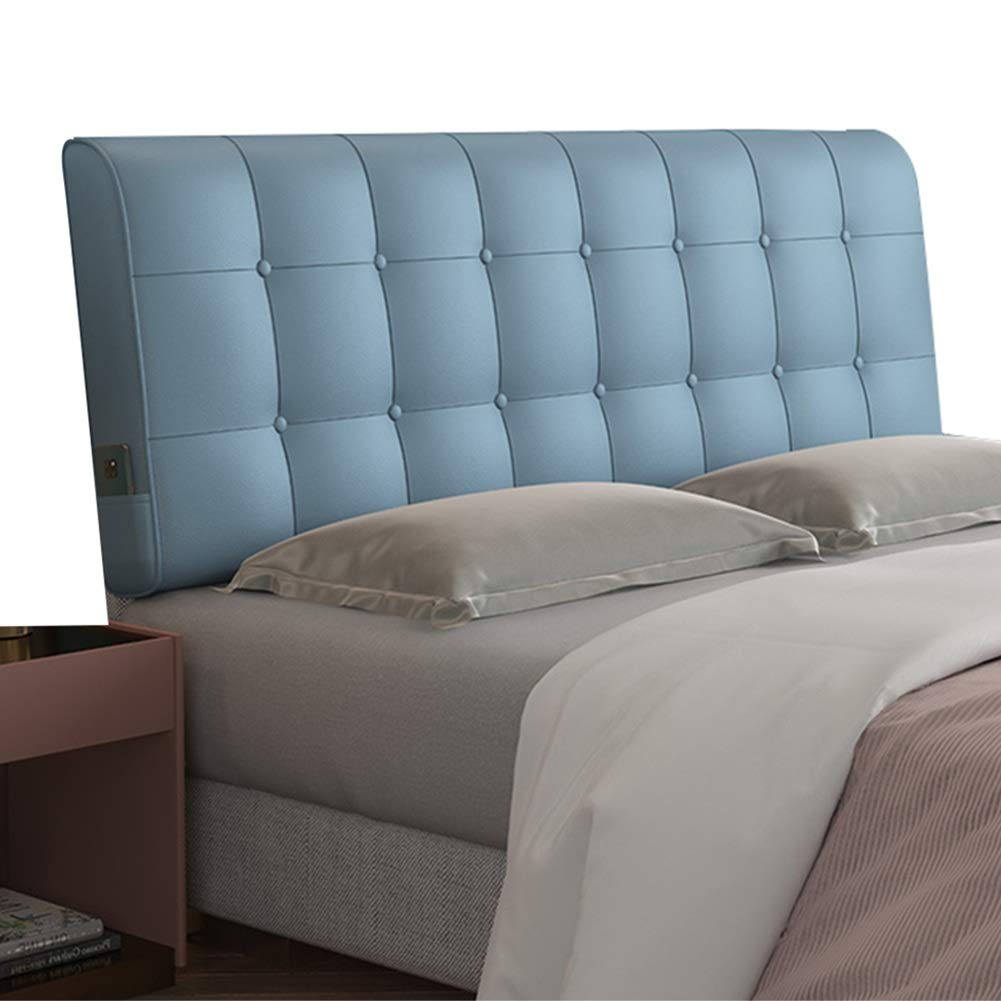 Ergonomic Headboard Cushion for Bed - Pain Relief Lumbar Support Pillow with Elastic Fabric Cover - Blue 140cm x 60cm - Perfect for Bedroom Comfort & Back Support While Reading or Watching TV