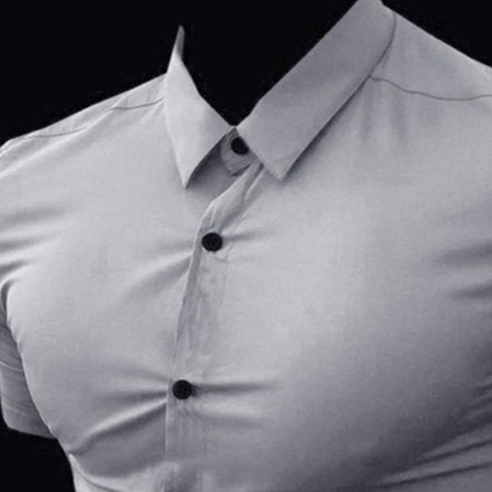 Men's Slim Fit Stretch Dress Shirts - Athletic Muscle Fit Short Sleeve Button Down Casual Shirt for Summer | Perfect for Office, Business Casual & Outdoor Events