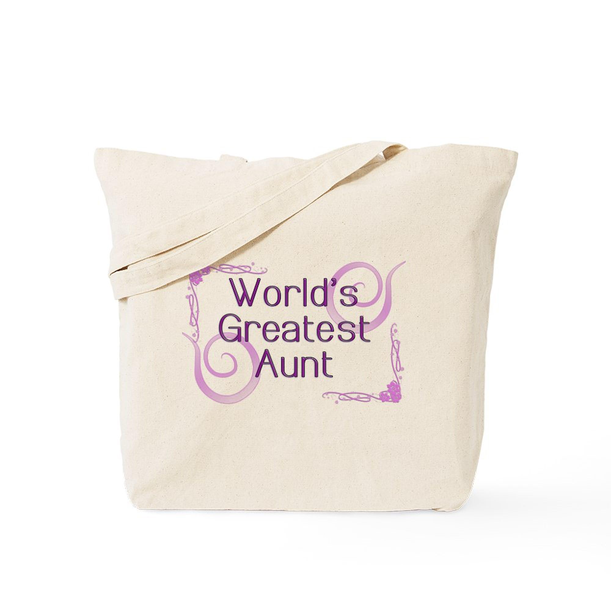 World's Greatest Aunt Tote Bag - Natural Canvas Reusable Shopping Bag for Women - Perfect Gift for Aunts, Birthday, Mother's Day & Grocery Shopping