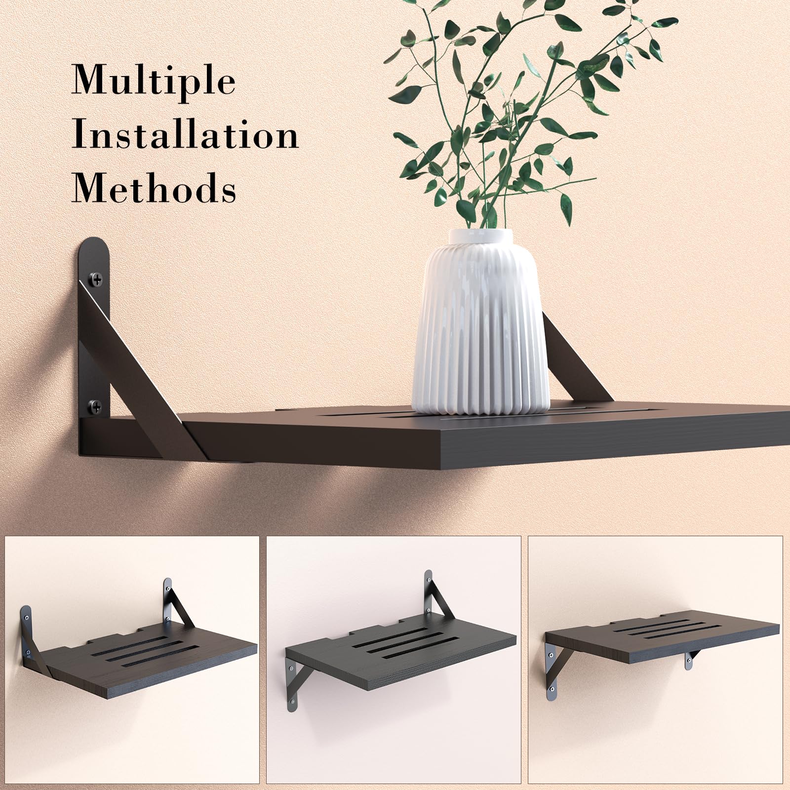 Wall Mount Mini Projector Shelf - Floating Black Projector Holder Stand Accessories for Home Theater & Office Presentations