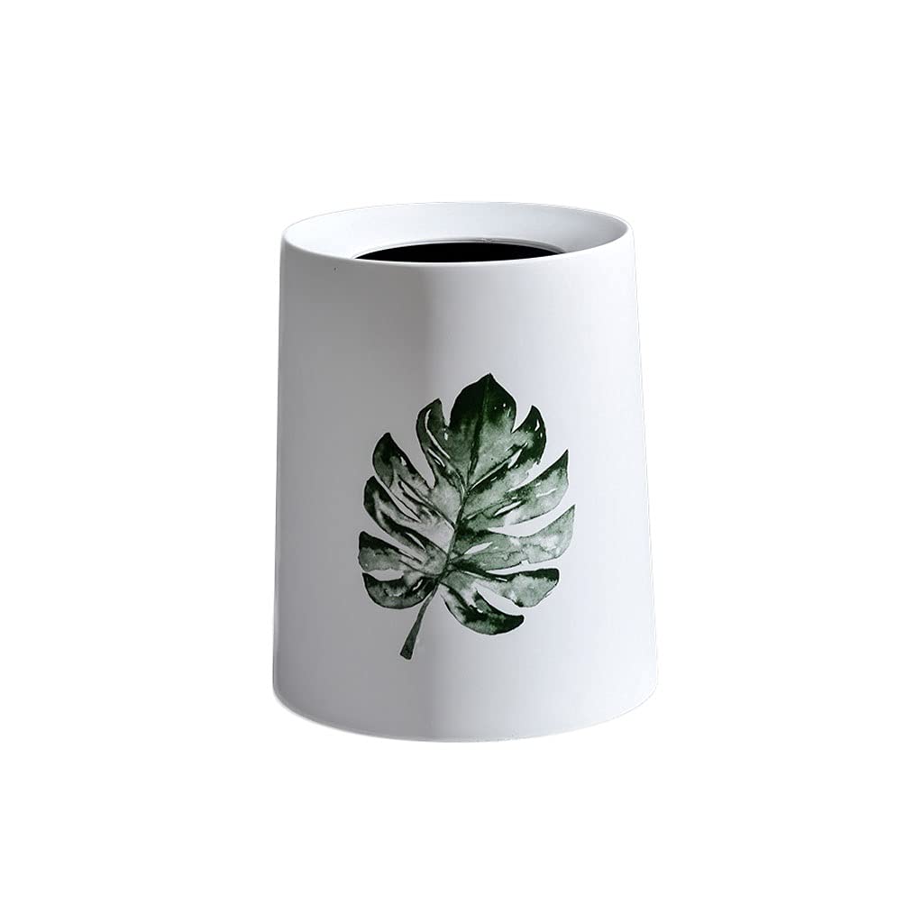 White Double-Layer Plastic Trash Can with Pressure Ring - Waterproof Round Garbage Bin for Home & Office - Creative Storage Solution for Kitchen, Bathroom, and Workspace (Size C)