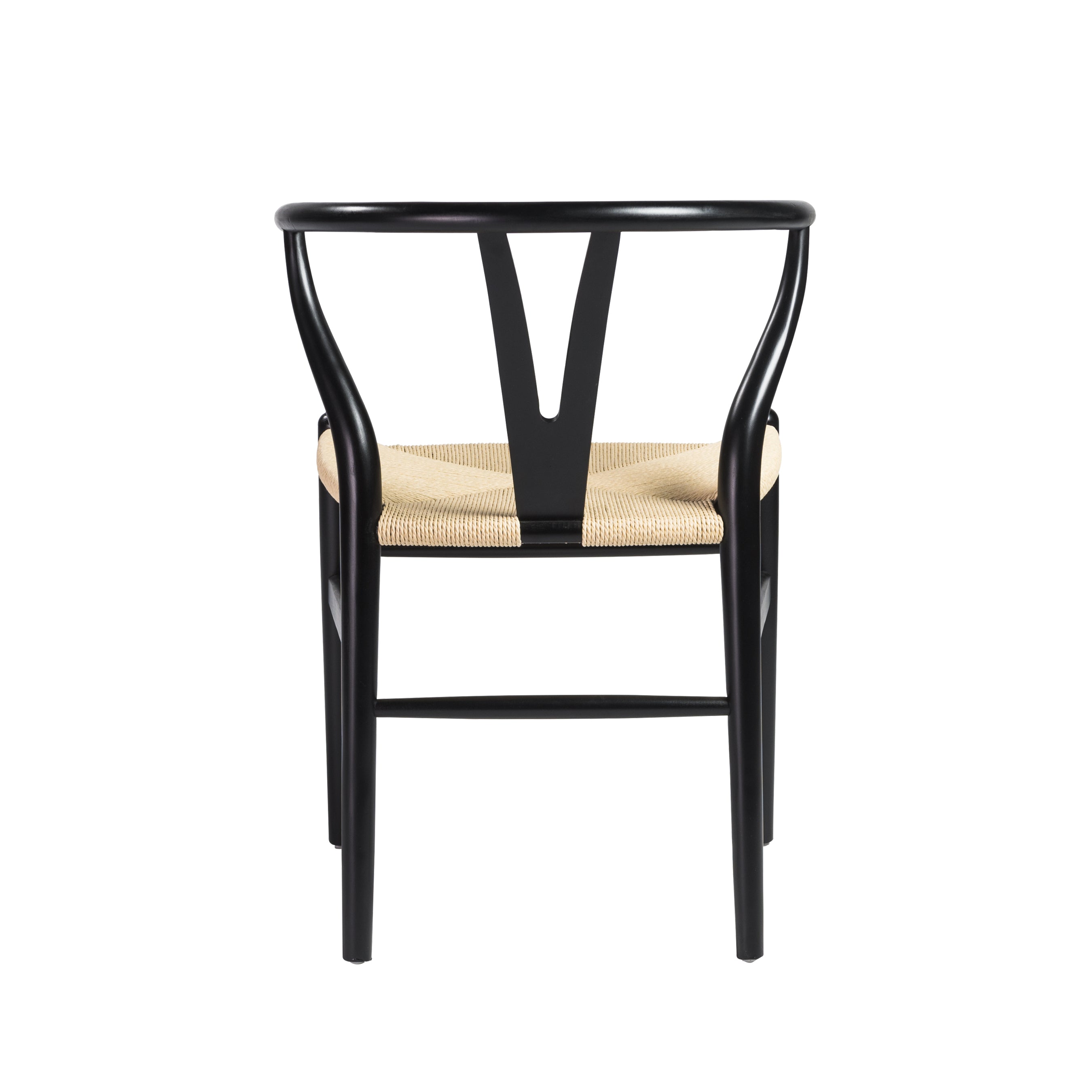 Evelina Side Chairs Set of 2 - Black Stained Wood Frame with Natural Rush Seat - Perfect for Dining Room, Kitchen or Breakfast Nook