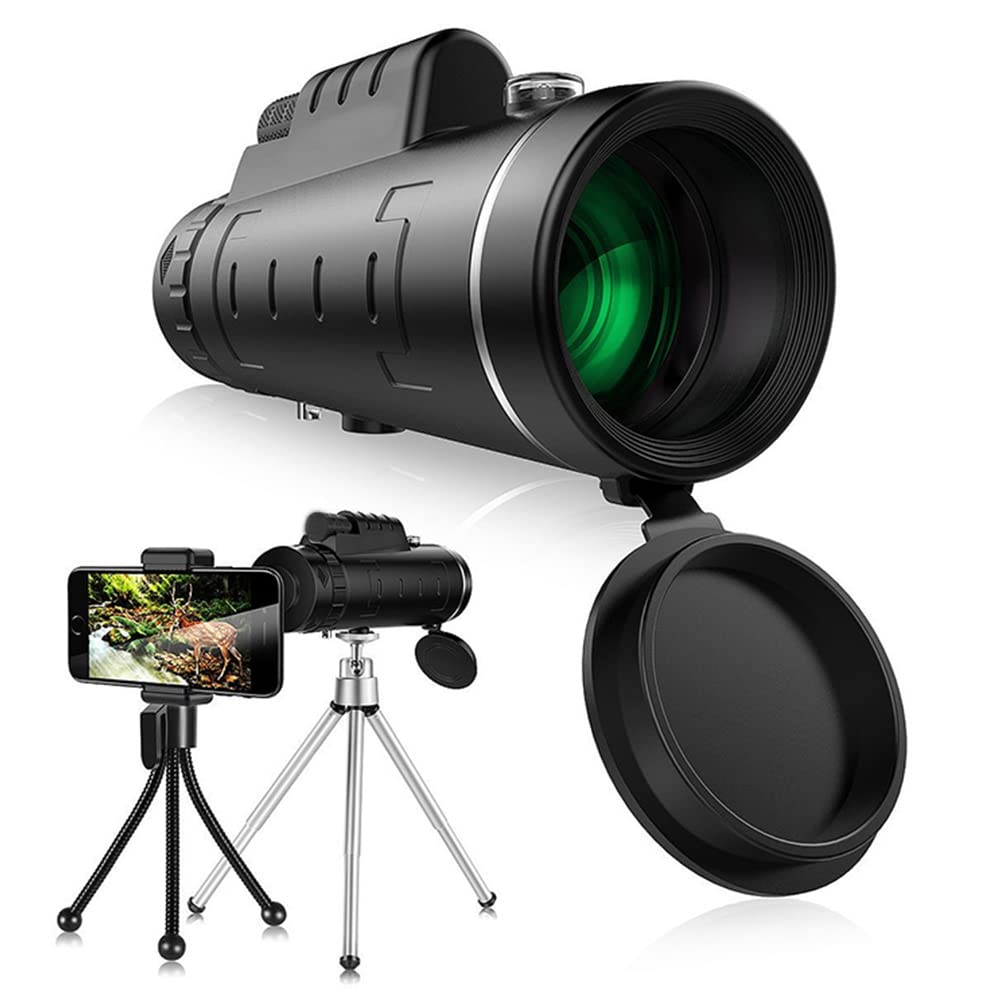 40X60 High Power Monocular Telescope for Bird Watching, Hunting, Camping & Travel - Compact & Lightweight with Smartphone Adapter, Tripod & Carry Case (Black) | Perfect for Outdoor Adventures, Wildlife Observation & Sports Events