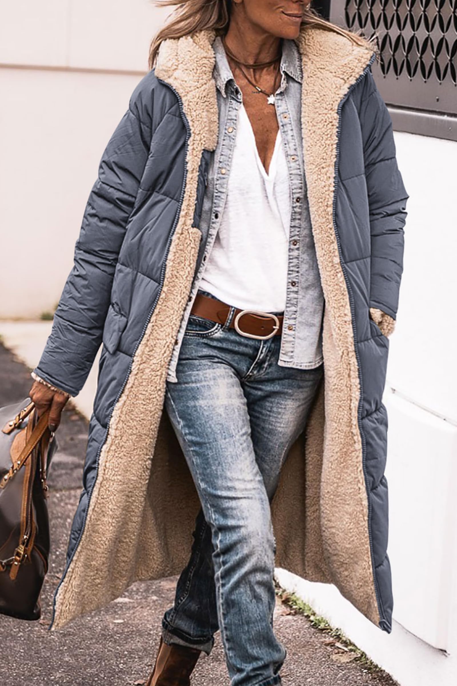PRETTYGARDEN Women's Oversized Shearling Fleece Long Winter Coat Jacket - Warm Fashion Outerwear for Cold Weather, Snow Days & Holiday Outfits