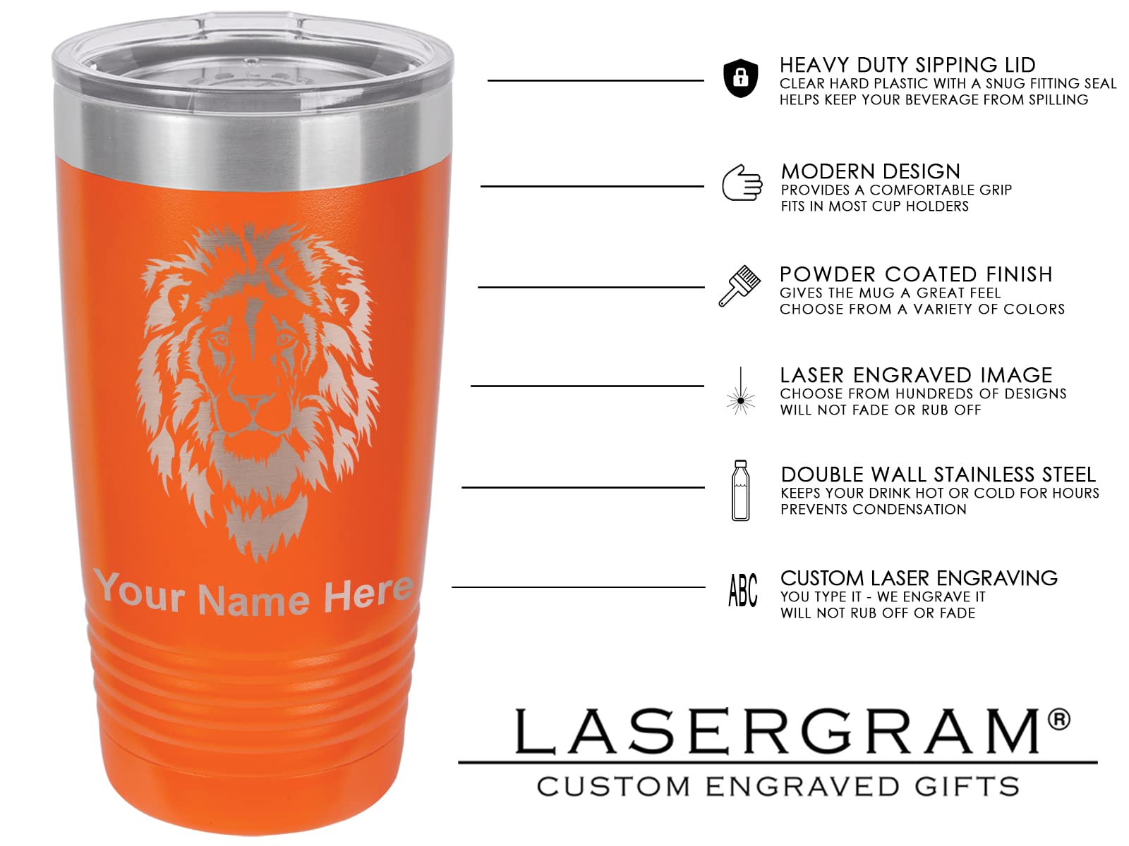 **LaserGram 20oz Vacuum Insulated Stainless Steel Tumbler Mug - Personalized Engraving for APRN Nurses, Gift for Advanced Practice Registered Nurse, Keeps Drinks Hot/Cold for Hours - Perfect for Work, Travel & Outdoor Use (Orange)**