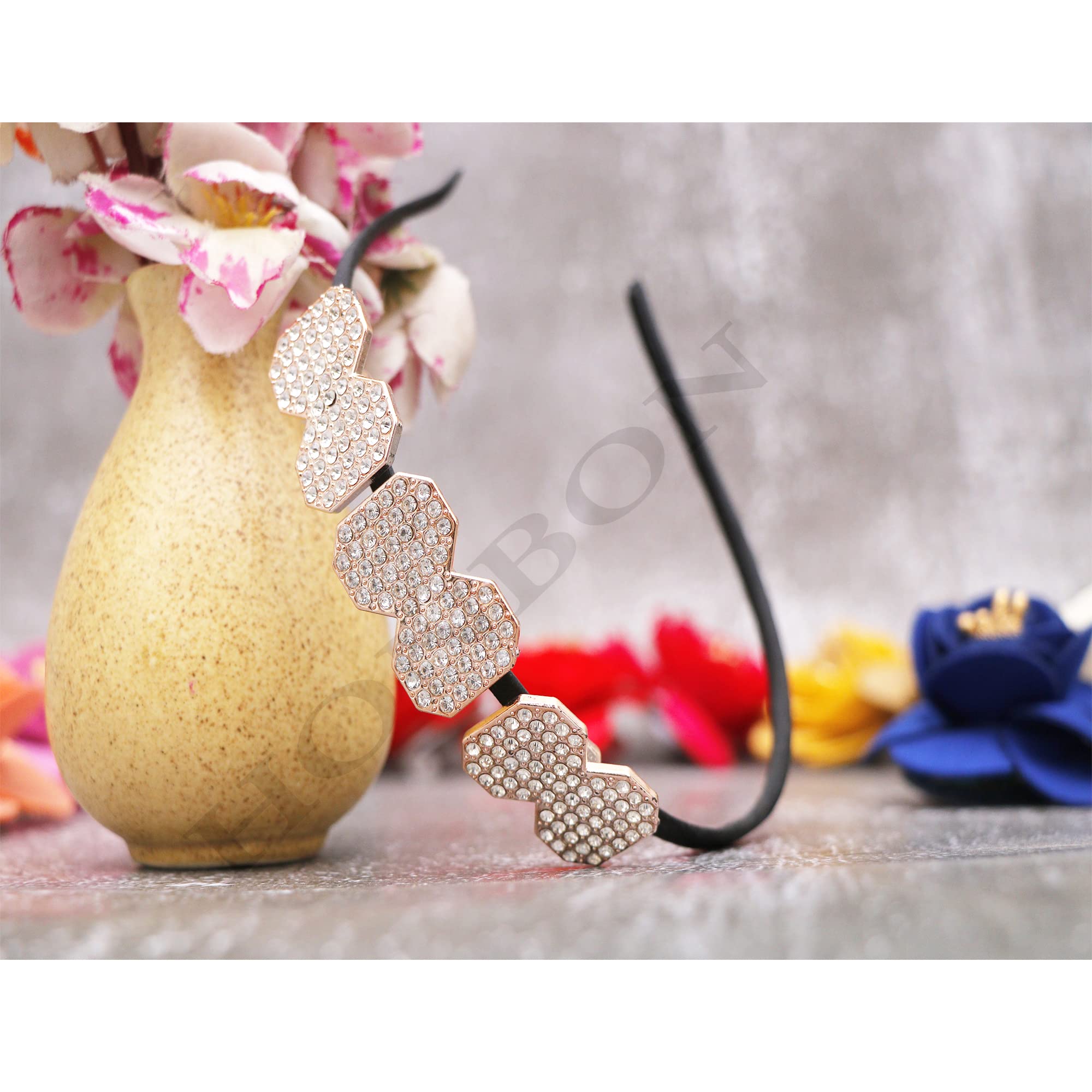 **Honbon Crystal Rhinestone Headbands – Shiny Beaded Hair Accessories for Women & Girls (2-Piece Set) – Perfect for Weddings, Bridesmaids, and Special Occasions**