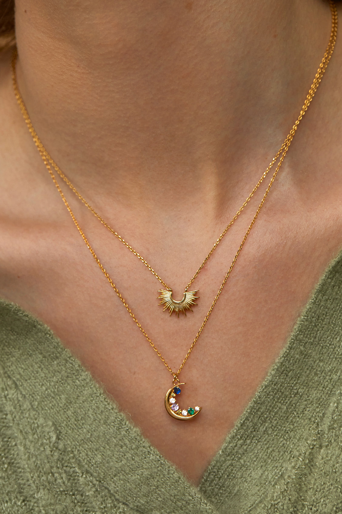 CZ Moon Pendant Necklace - 925 Sterling Silver Elegant Celestial Jewelry for Women - Perfect for Date Night, Birthday Gifts & Everyday Wear