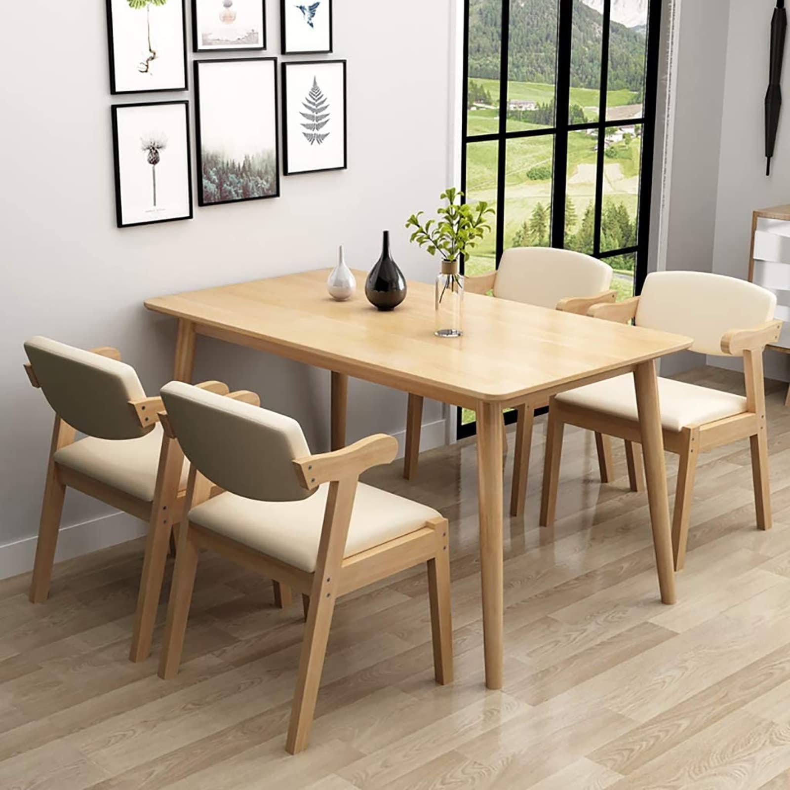 Nordic Modern Dining Chair - Solid Rubber Wood & PU Upholstered Desk Chair - Home Office, Living Room, Bedroom Accent Chair - Comfortable Lounge & Dressing Seat (Dark Brown) - Perfect for Dining Rooms, Home Offices & Bedroom Vanities