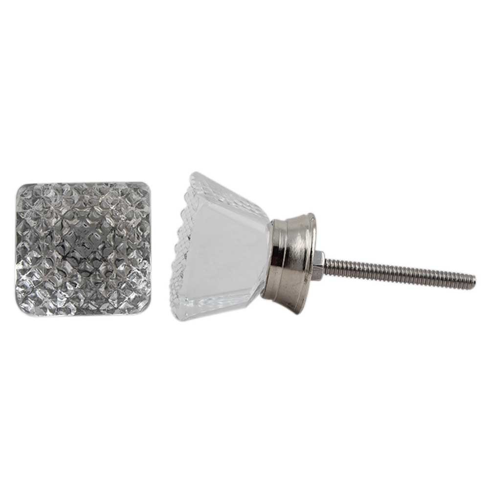 Luxury Glass Drawer Knobs - 14 Pack Clear Net Square for Kitchen Cabinets & Dressers - Hand-Finished Hardware