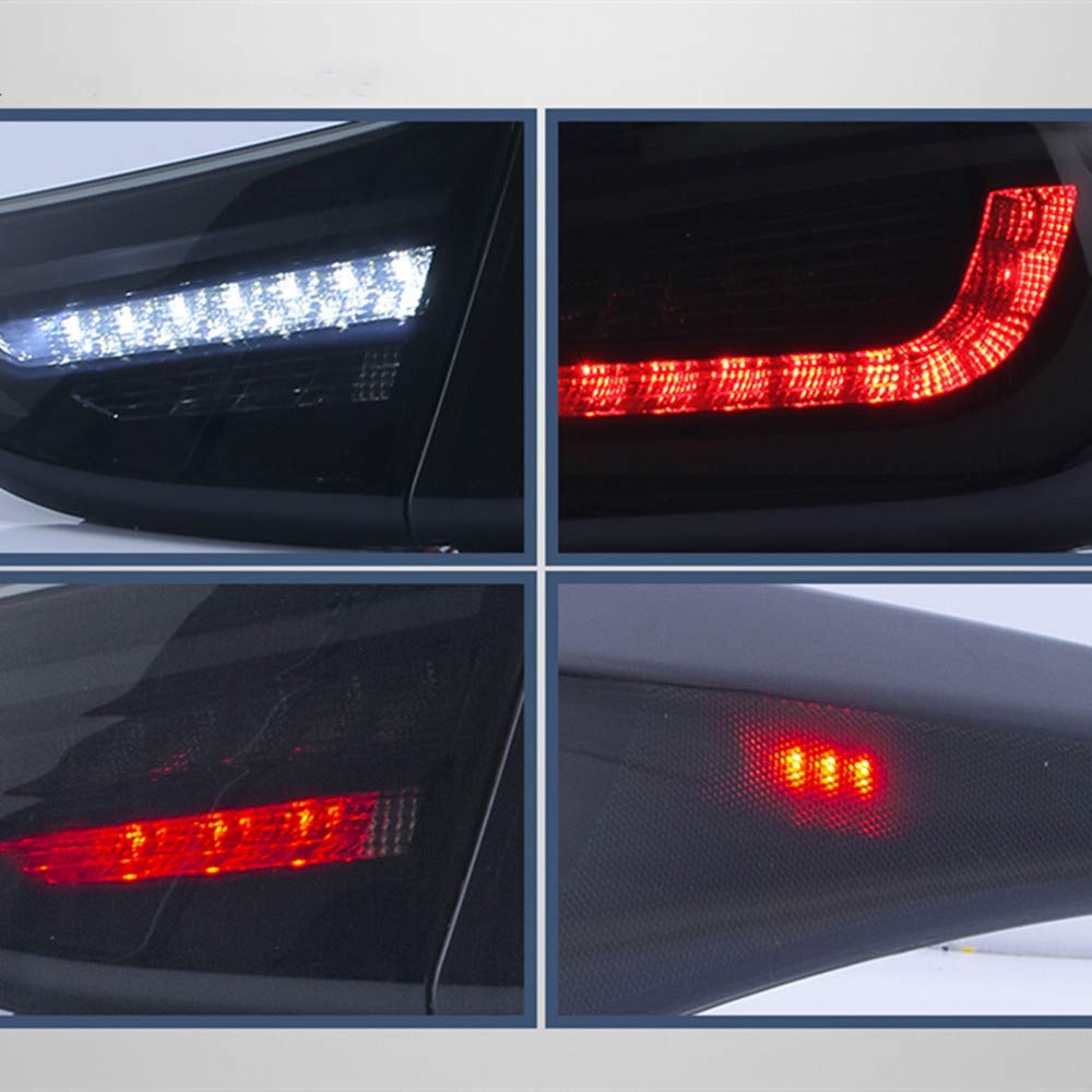 VLAND LED Tail Lights for Hyundai Elantra 2012-2016 Sedan & Coupe 2013-2014 - Amber Sequential Turn Signal, Smoke Tinted Rear Light Assembly (Pair) - Upgrade Your Car's Style & Safety for Night Driving