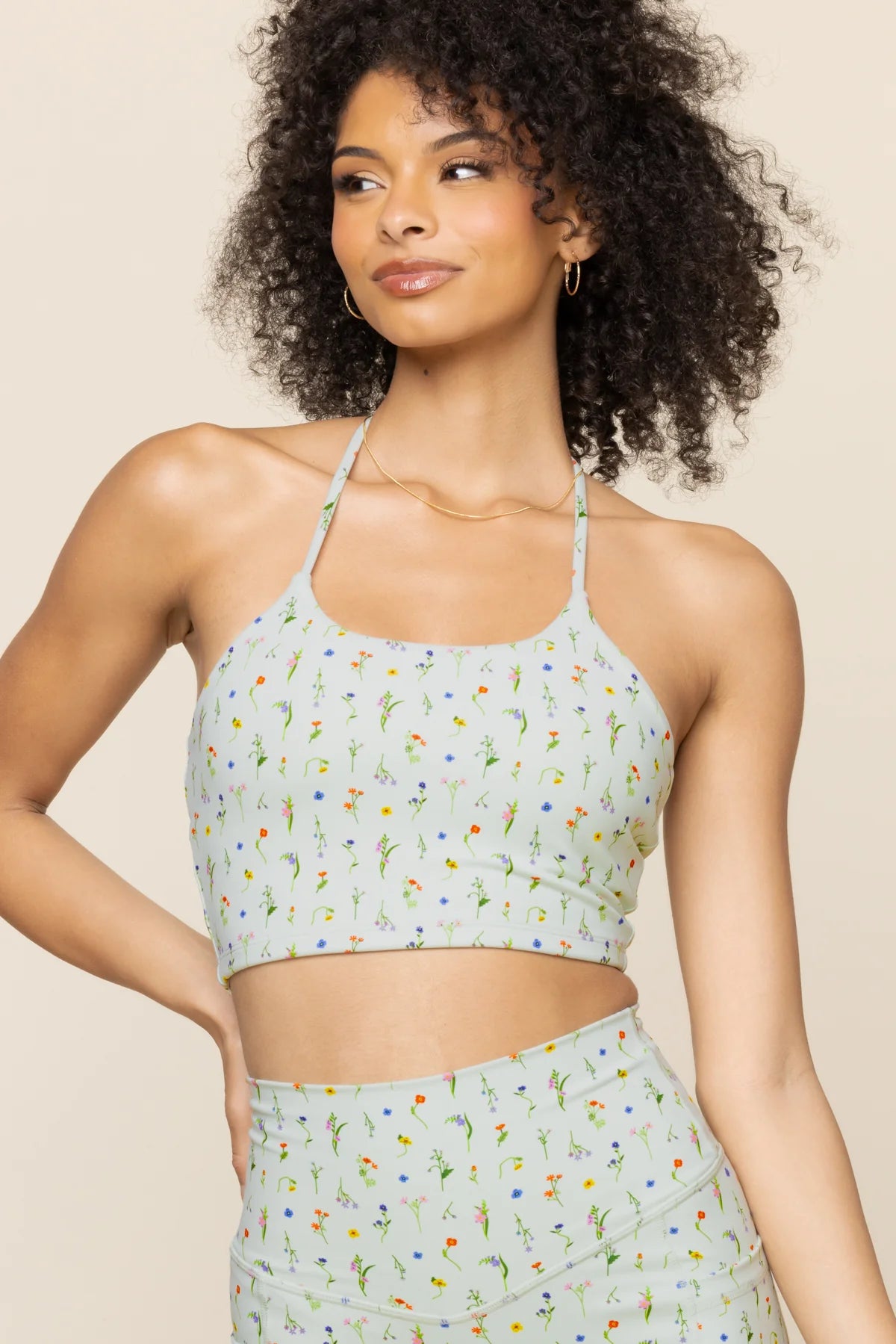 Flexy Crop Top for Women - Soft & Stretchy Meadow Print Summer T-Shirt | Casual Wear, Yoga, Beach Outfits