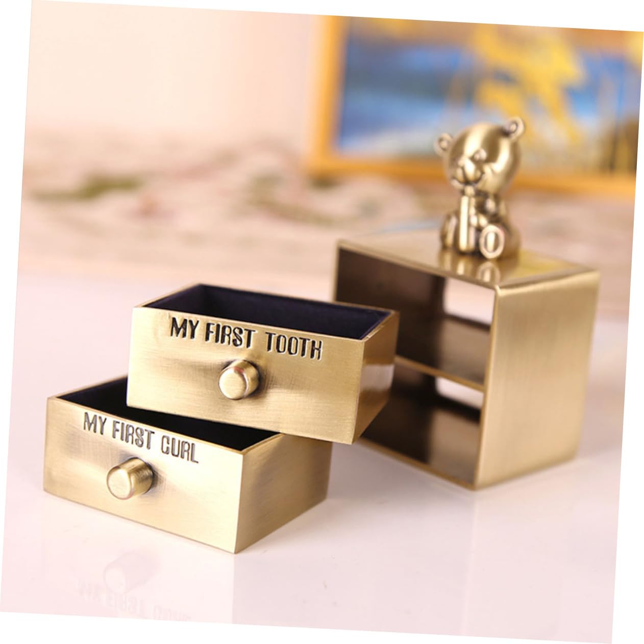 Toyvian Baby First Tooth Box - Metal Baby Tooth Keepsake Holder with Curl Design for Newborns | Perfect Baby Shower Gift & Milestone Memory Keepsake