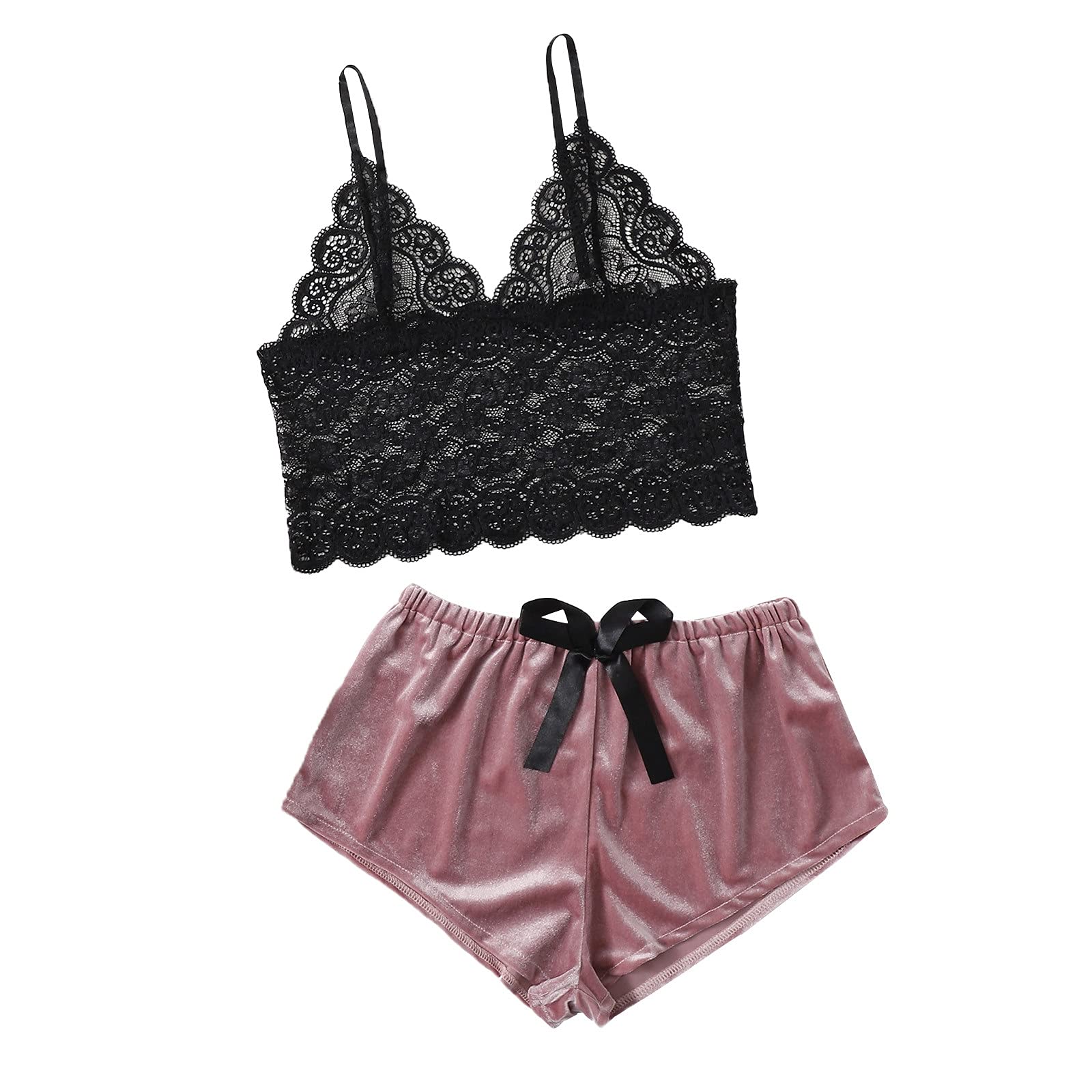 Sexy Lace Bralette & Panty Set for Women - Comfortable Lingerie Sleepwear, Bra and Shorts Set for Date Night, Sleepwear, Everyday Wear