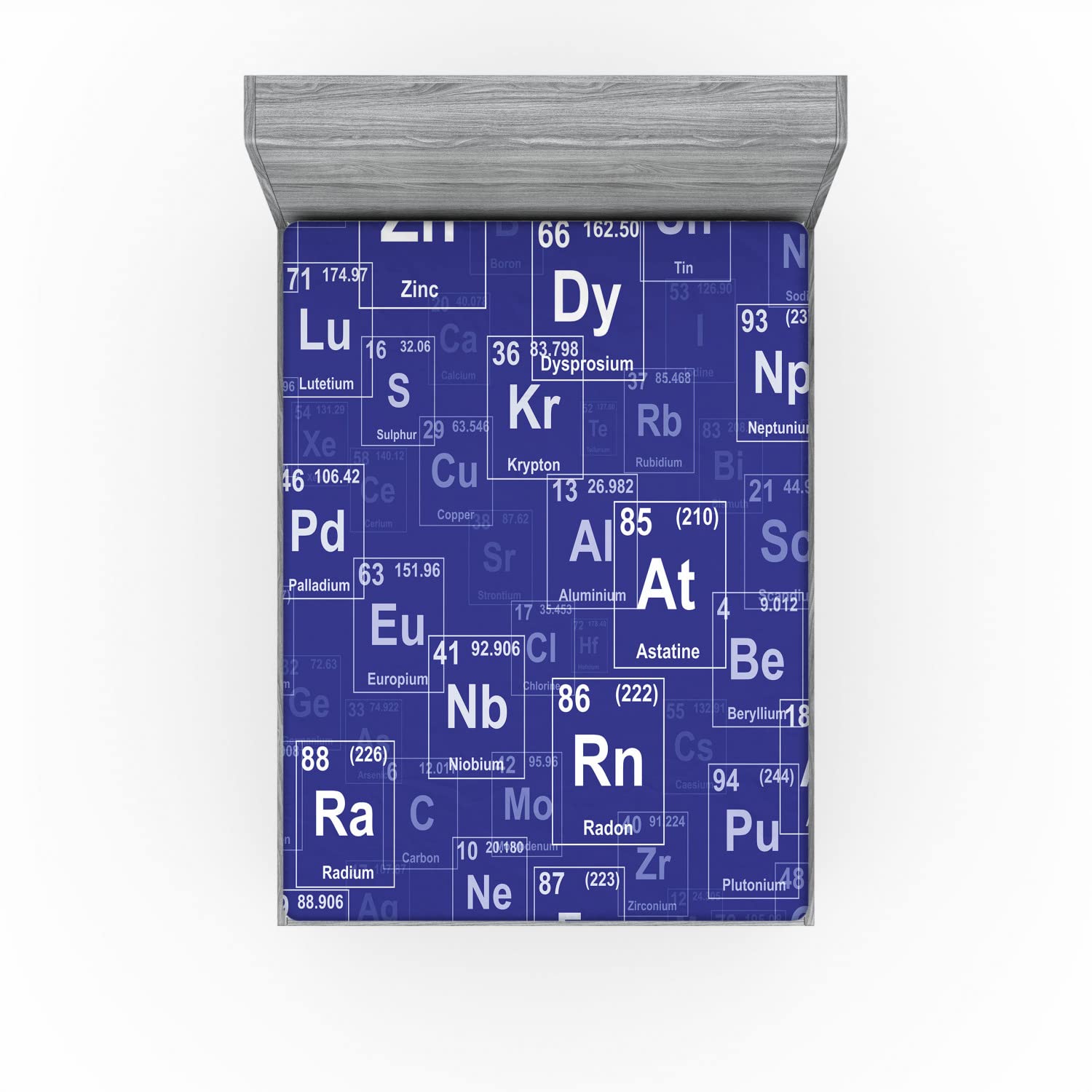 Ambesonne Periodic Table Fitted Sheet - Full Size Chemistry Elements Design Bed Cover with Deep Pocket Elastic - Royal Blue & White Abstract Science Theme - Perfect for Science Classrooms, Dorm Rooms & Nerdy Bedroom Decor