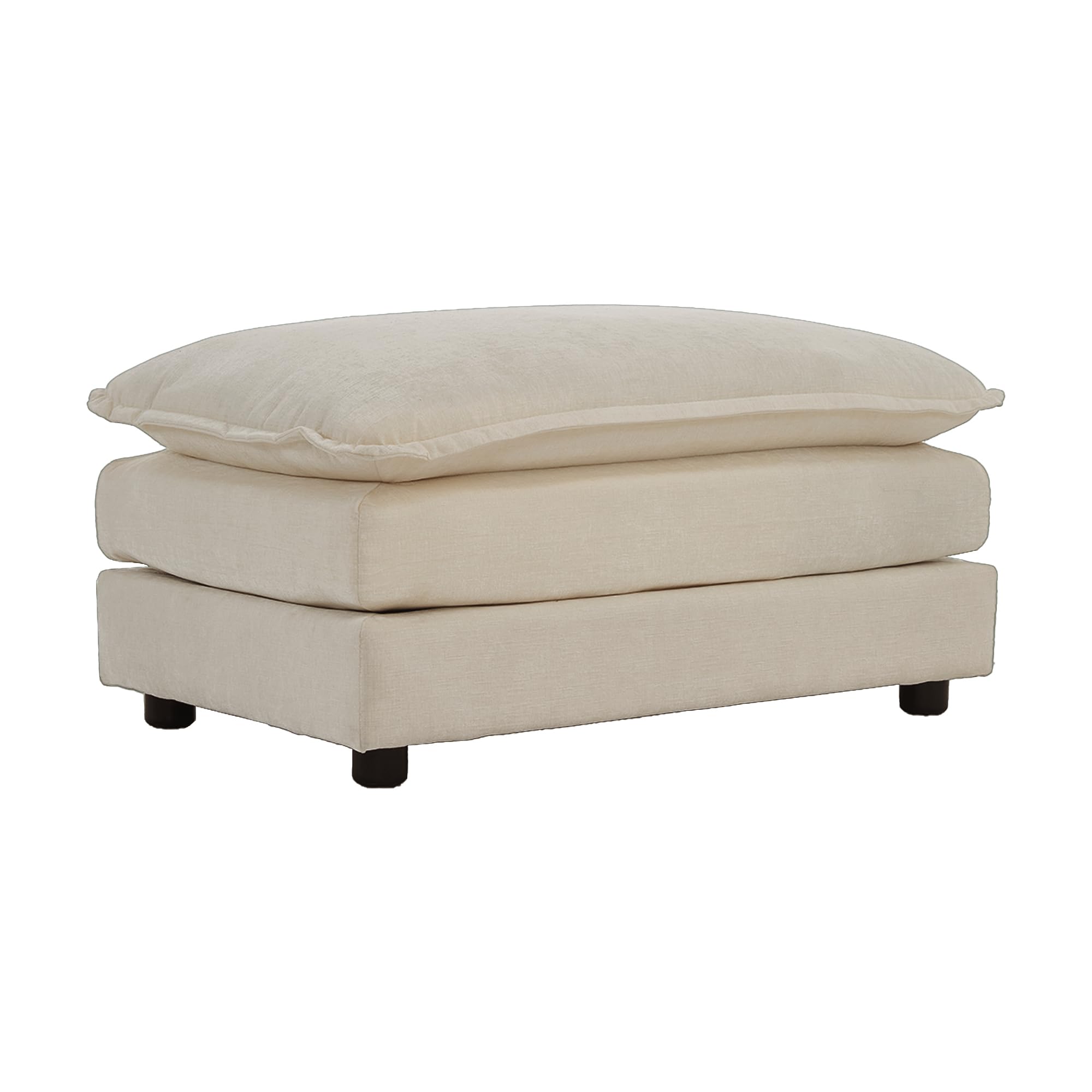 Chenille Sectional Sofa with Ottoman - Light Coffee Cloud Couch Set for Living Room | Modern Comfortable Lounge Furniture for Family Gatherings & Movie Nights