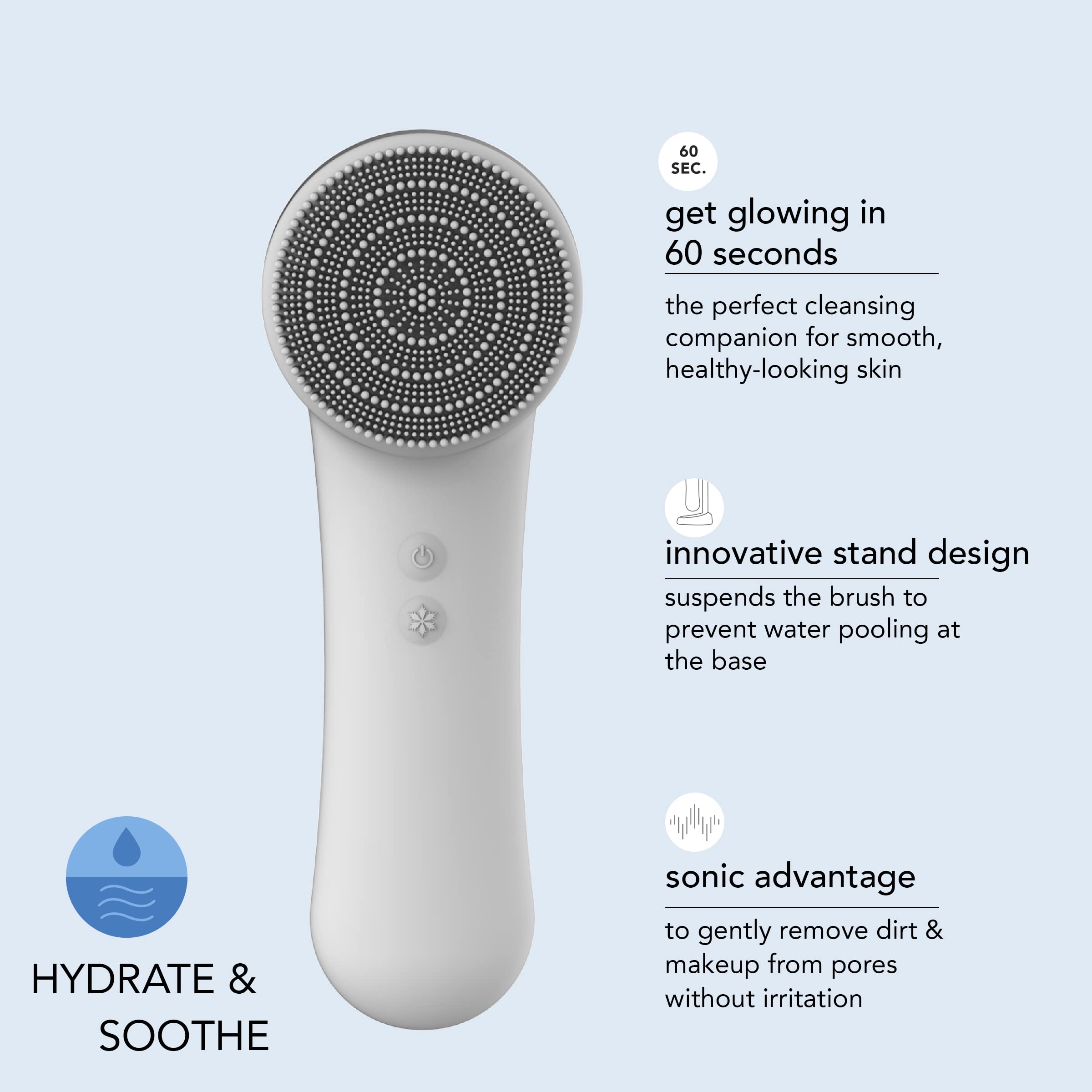 Conair Cryotherapy Advanced Facial Cleansing Brush with Ultra-Hygienic Silicone Brush Head & Cooling Plate - Reduces Puffiness, Soothes Inflammation - Perfect for Daily Skincare & Post-Workout Facial Care