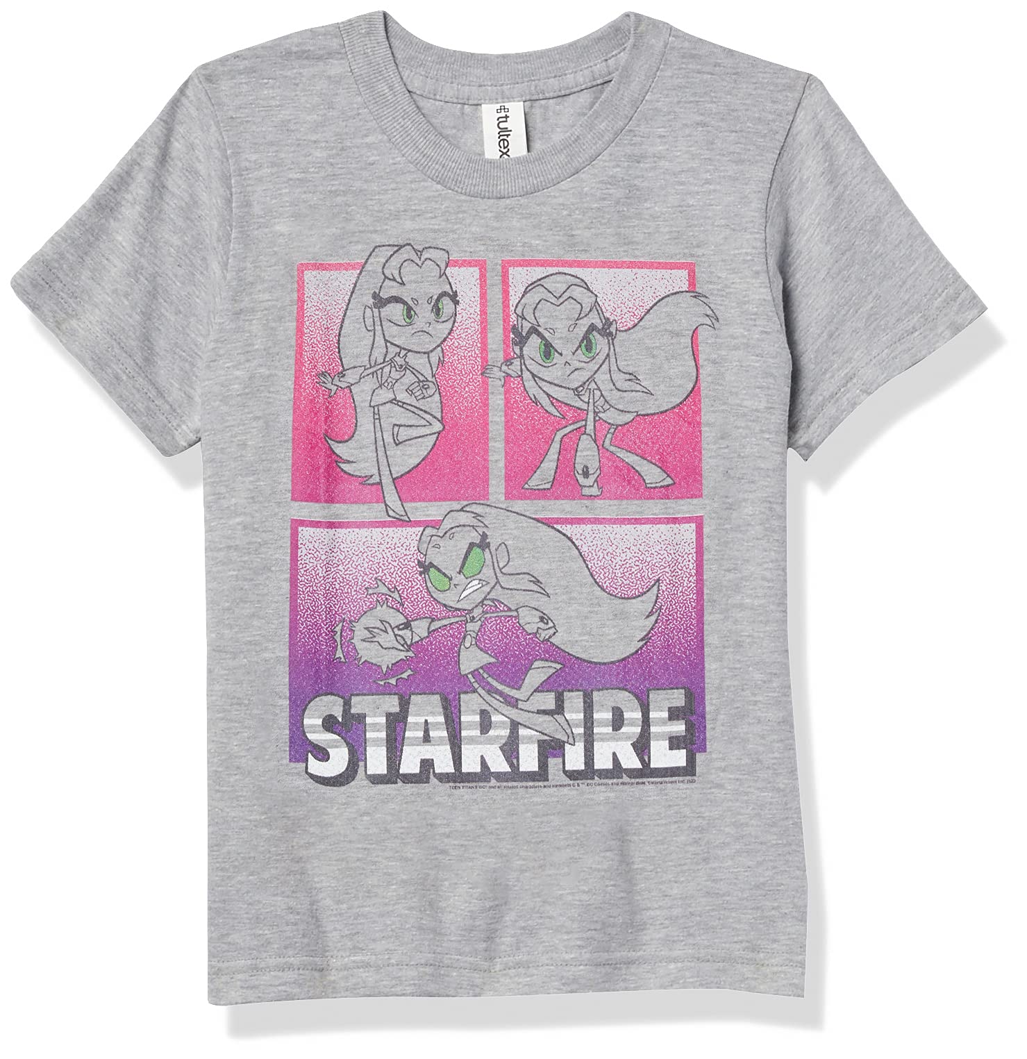 Warner Brothers Teen Titans Go Starfire Action Panel Boys Heather Crew Neck T-Shirt - Cool Superhero Graphic Tee for Kids, Cosplay & Casual Wear
