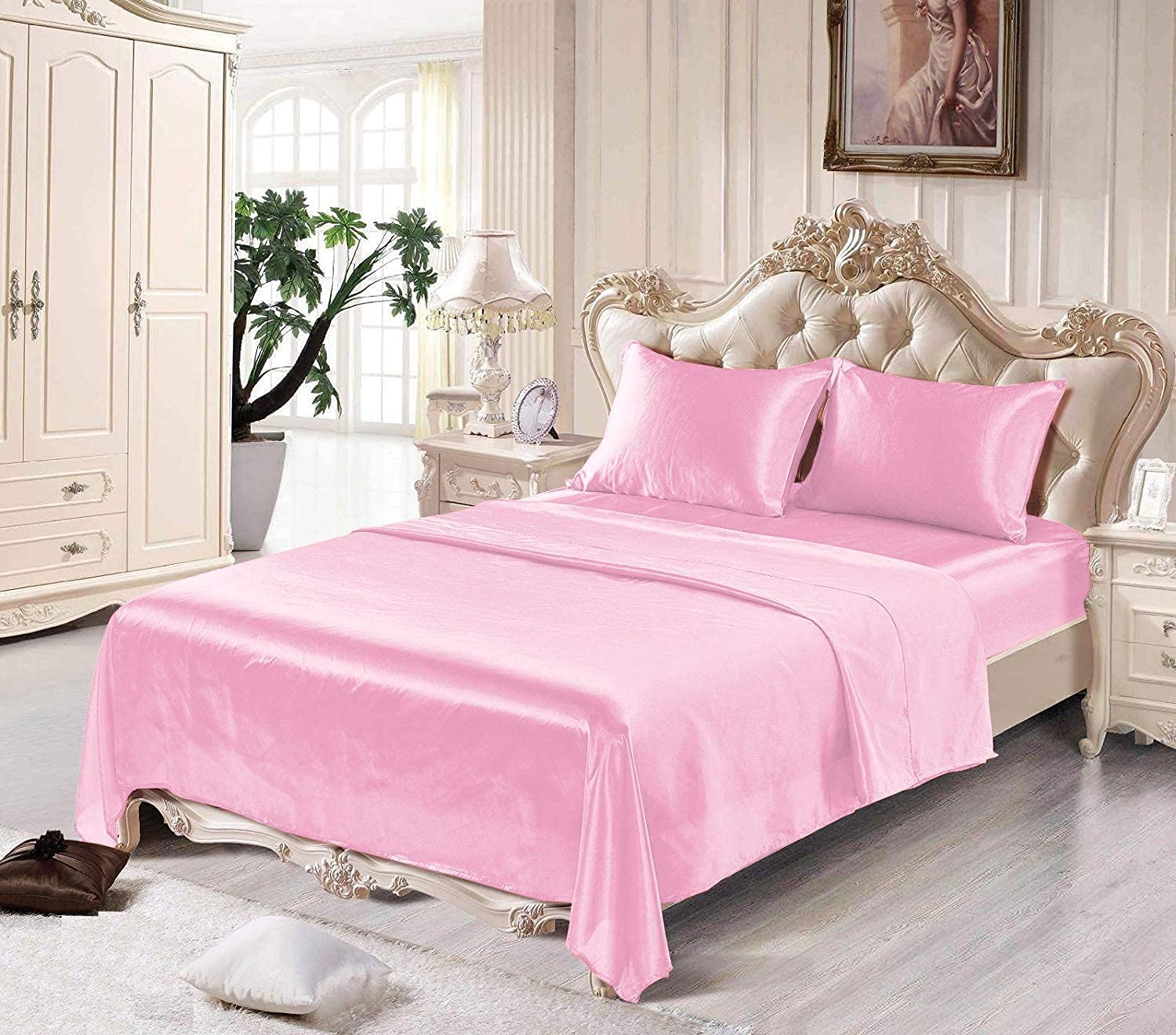 Mulberry Silk 19MM Bed Sheet Set - 4-Piece 19 Momme - OEKO-TEX Certified for Luxurious Sleep