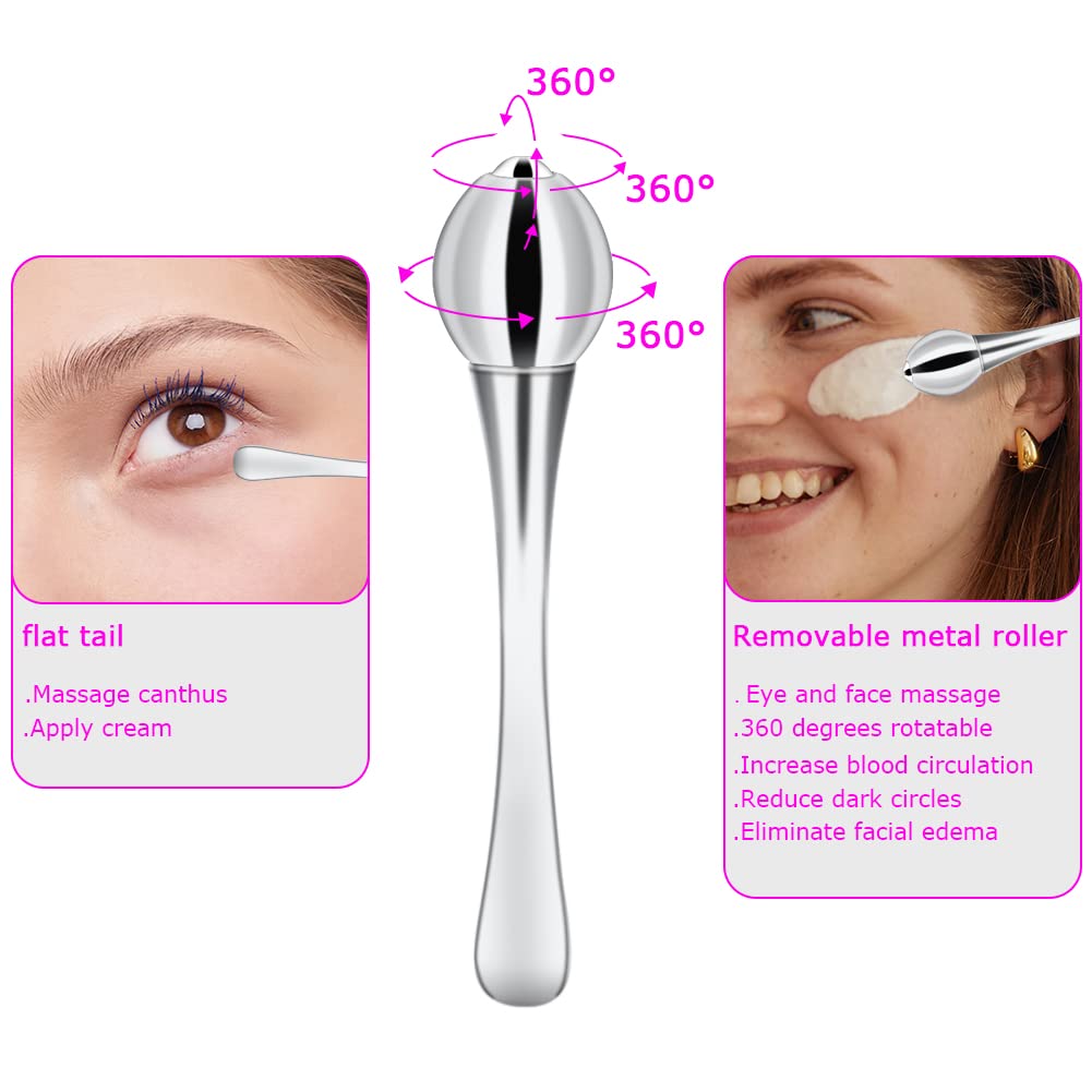 **Silver Face & Eye Roller Massager - Skin Care Tool for Wrinkle Reduction, Body Tightening, and Slimming - Use for Face, Eyes, Neck & Body - Perfect for Home Spa & Relaxation**