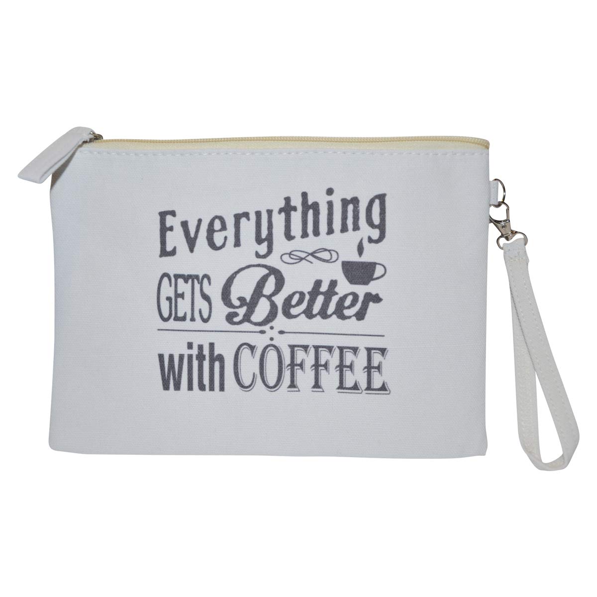 Funny Coffee Quote Cosmetic Bag - Large Makeup Pouch for Women with Inspirational Sayings - Cute Travel Toiletry Organizer for Cosmetics & Accessories - Perfect Gift for Coffee Lovers & Travel Essentials Storage