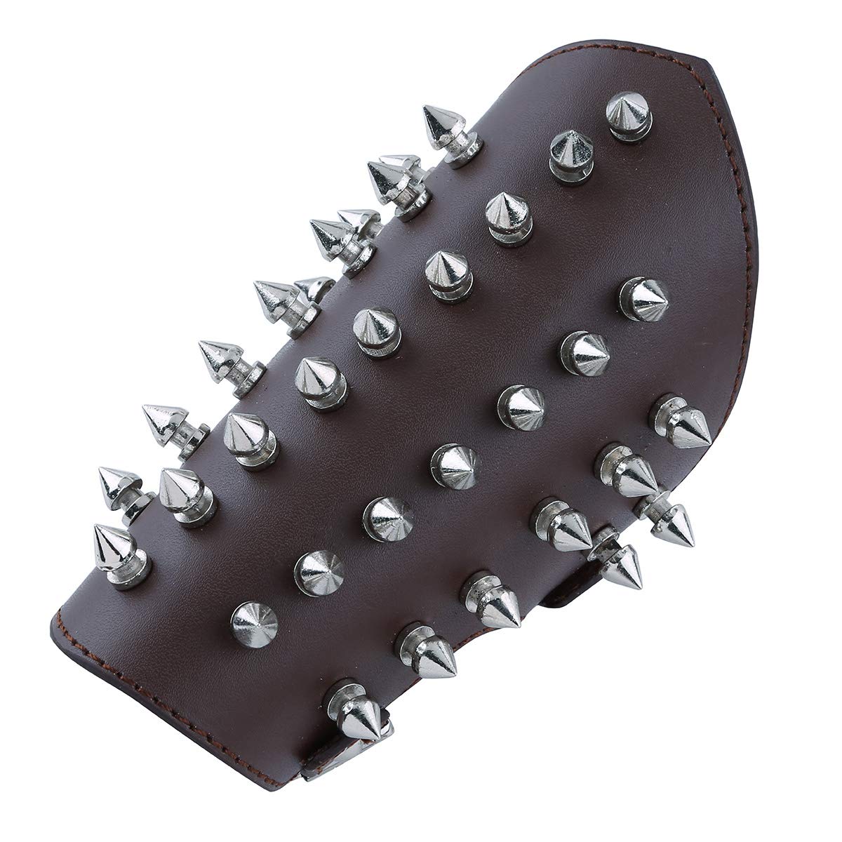 iEFiEL Unisex Faux Leather Spiked Gauntlet Wristband - Wide Protective Arm Cuff Bracer for Cosplay, Gothic Fashion & Motorcycle Riding