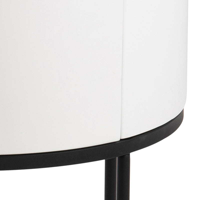 Modern POLON Bedside Table 40cm - White & Black Nightstand with Storage Shelf for Bedroom, Living Room, or Office