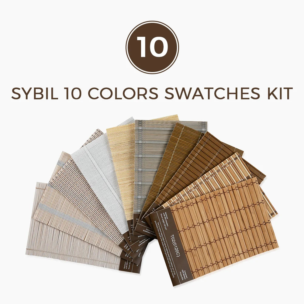 Sybil Bamboo Shade Swatches Kit - 10 Natural Color Samples for Window Blinds & Home Decor | Perfect for Interior Design, DIY Projects & Room Makeovers