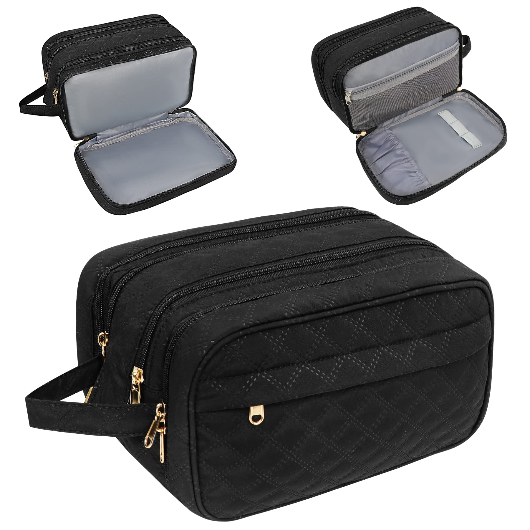 Hanging Travel Toiletry Bag - Large Cosmetic Organizer for Full-Sized Toiletries & Makeup | Waterproof & Multi-Pocket Design (Black) | Perfect for Vacation, Gym, Business Trips & Daily Use