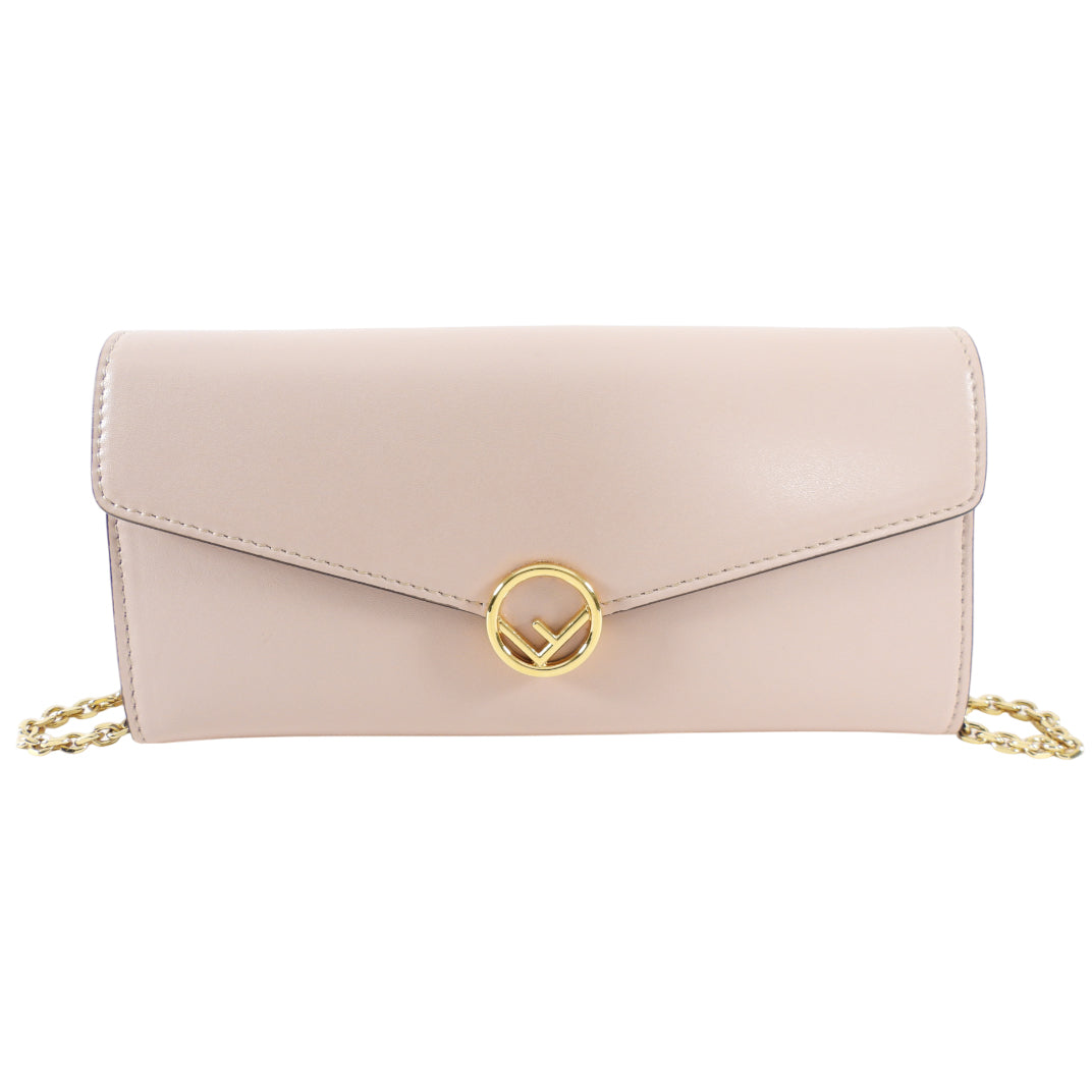 Fendi Blush Pink Nude F as in Fendi Wallet on Chain Bag - Luxury Crossbody Purse for Women, Fashionable Evening Clutch - Perfect for Parties, Dates & Special Occasions