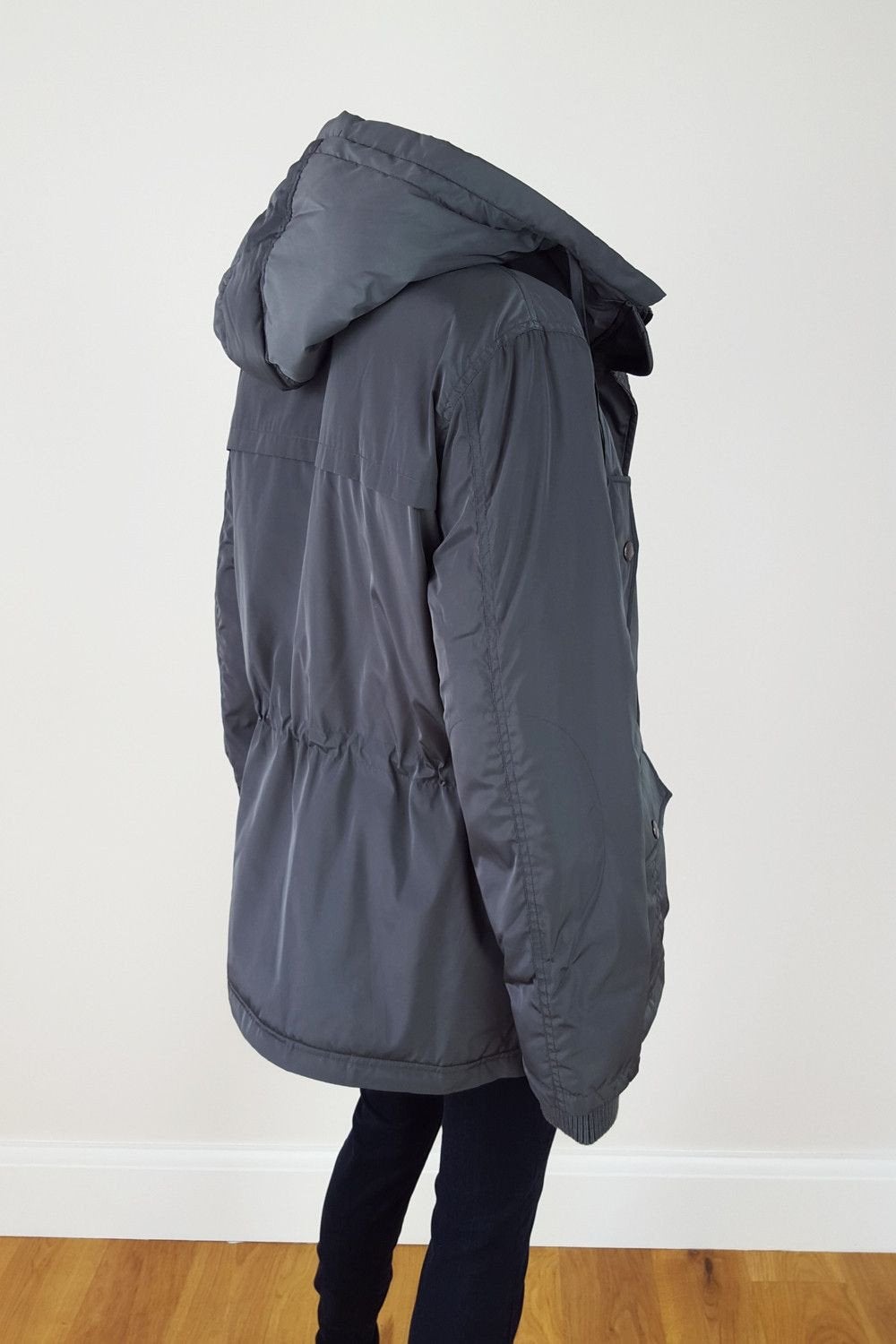 GAS Women's Grey Padded Hooded Utility Coat with Multiple Pockets - Winter Warm Jacket for Outdoor Activities (UK 16)