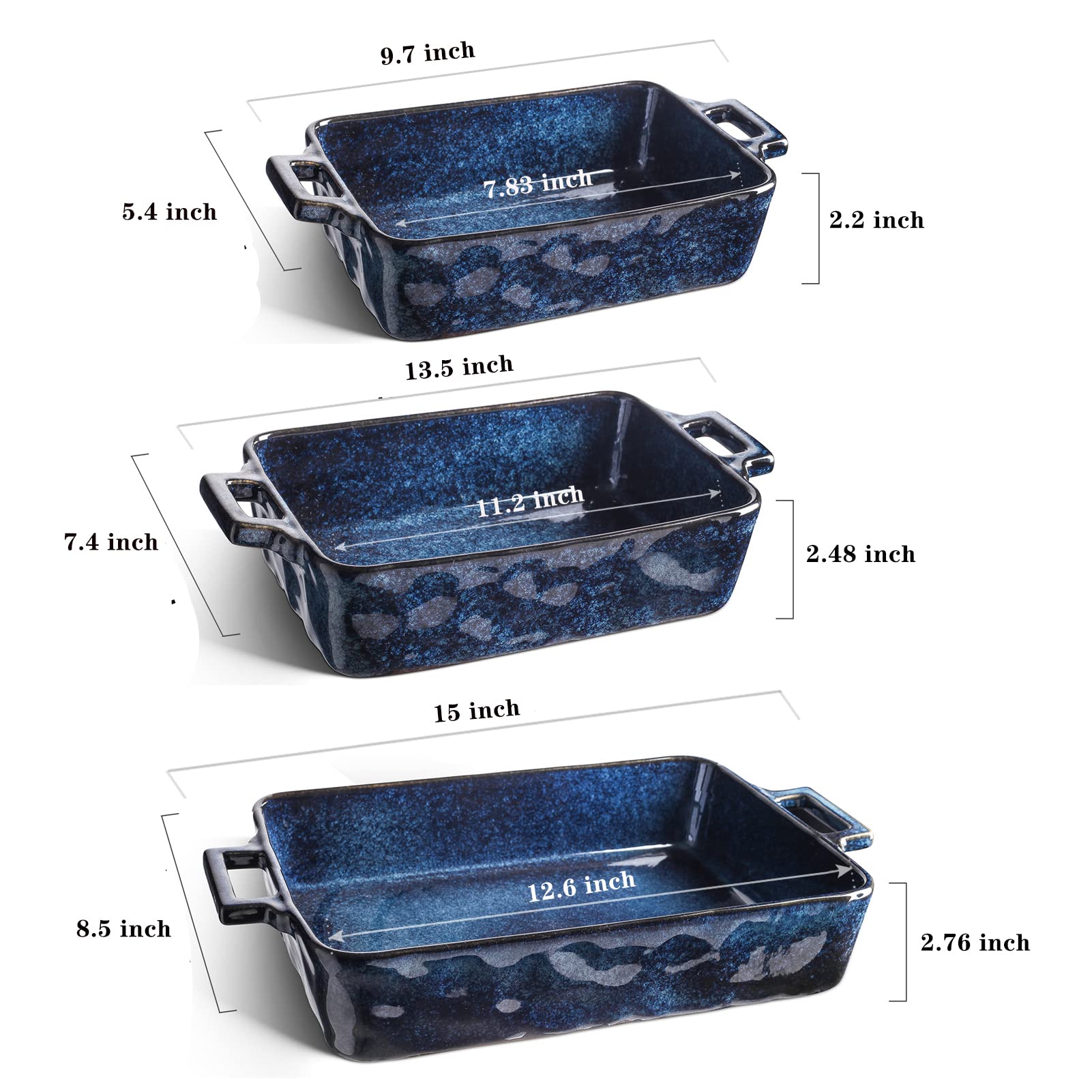 Vicrays 9-Piece Coffee Mug Set & Bakeware Set - 12oz Porcelain Mugs in Blue - Perfect for Coffee, Tea, Baking & Gift Giving