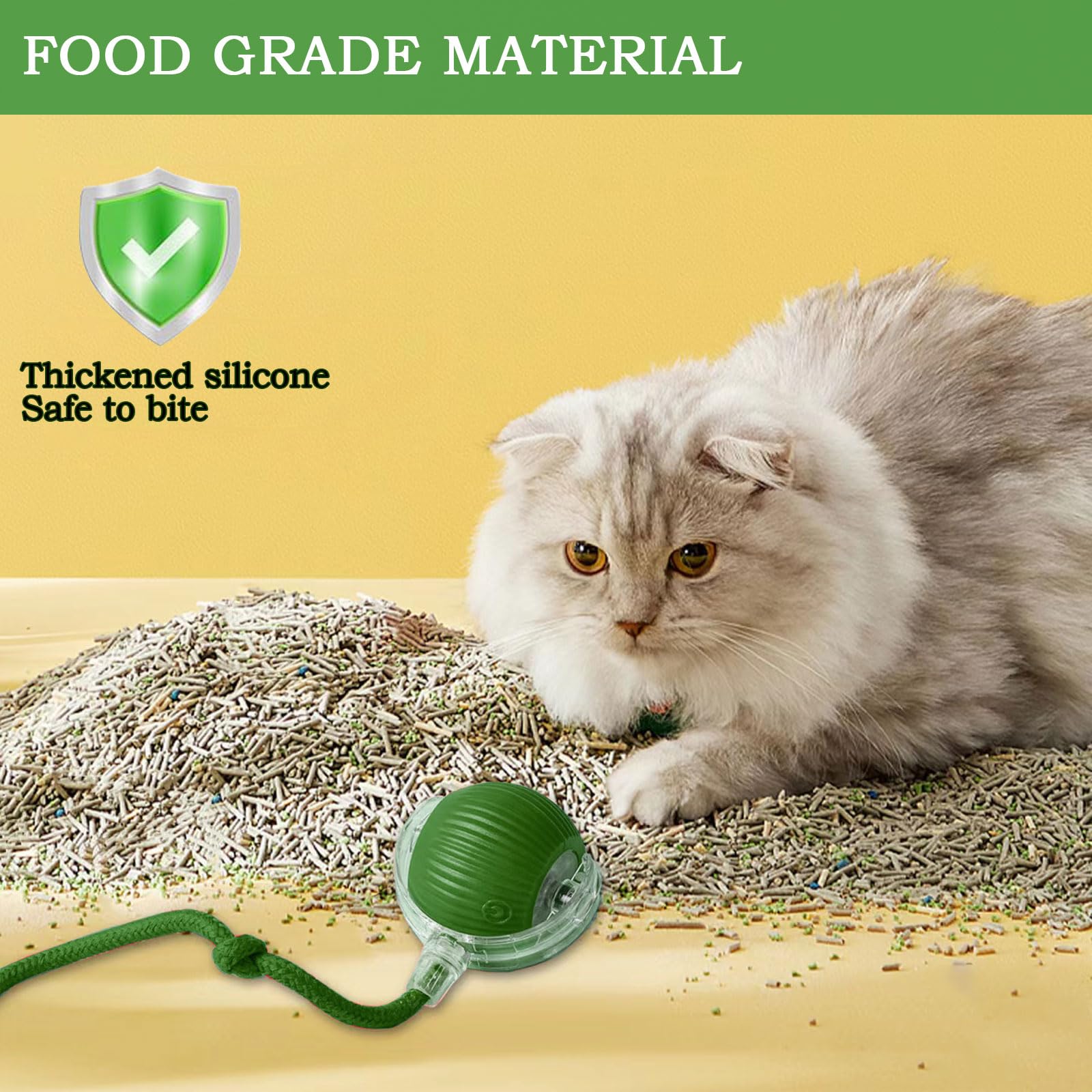 Interactive Cat & Dog Toy - Automatic Rolling Ball with Smart Dodge Technology - Electric Pet Play Ball for Cats & Dogs - Green - Perfect for Indoor Play & Exercise