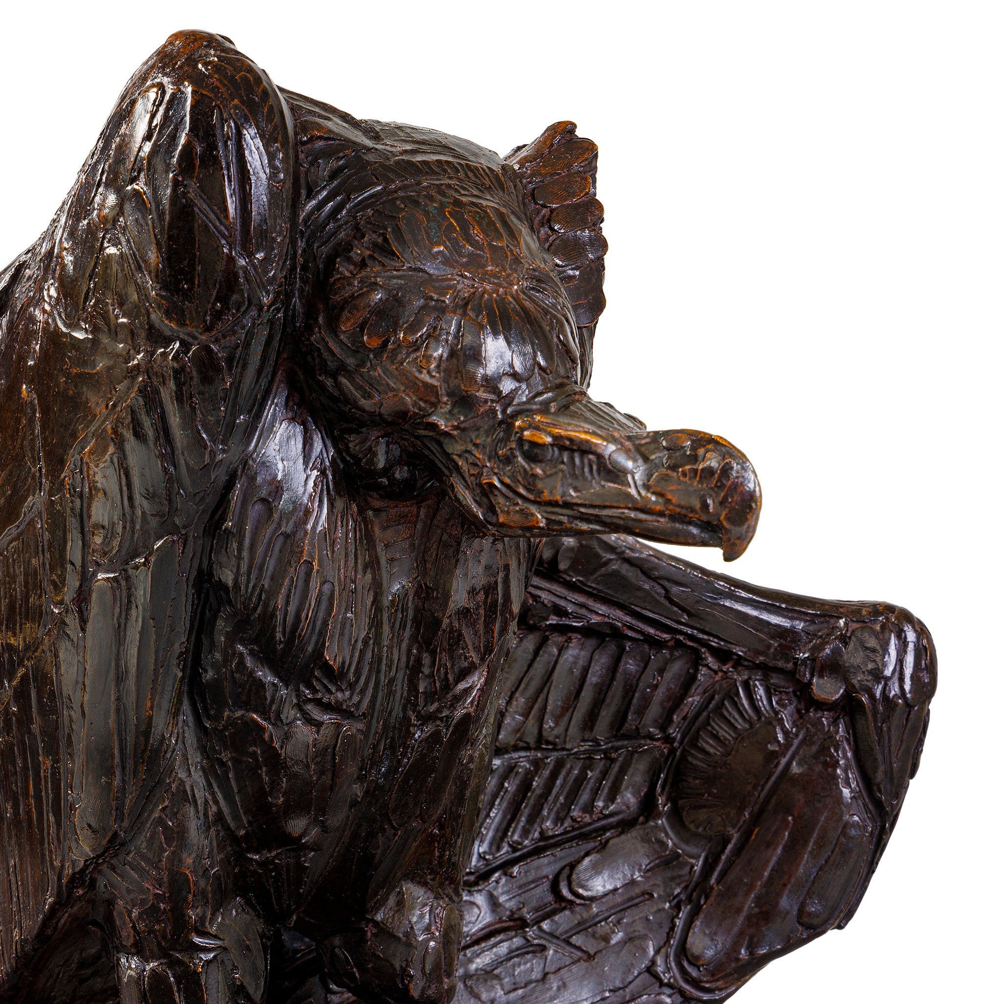 Rembrandt Bugatti Vautour Bronze Sculpture with Spread Wings - Handcrafted Art Deco Figurine for Home Decor, Office Display, and Luxury Gift Collection