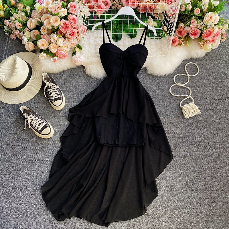 Elegant High Waist Thin Strap Swing Dress - Fairy Chic Long Summer Dress for Women | Perfect for Beach Vacation, Date Night & Special Occasions