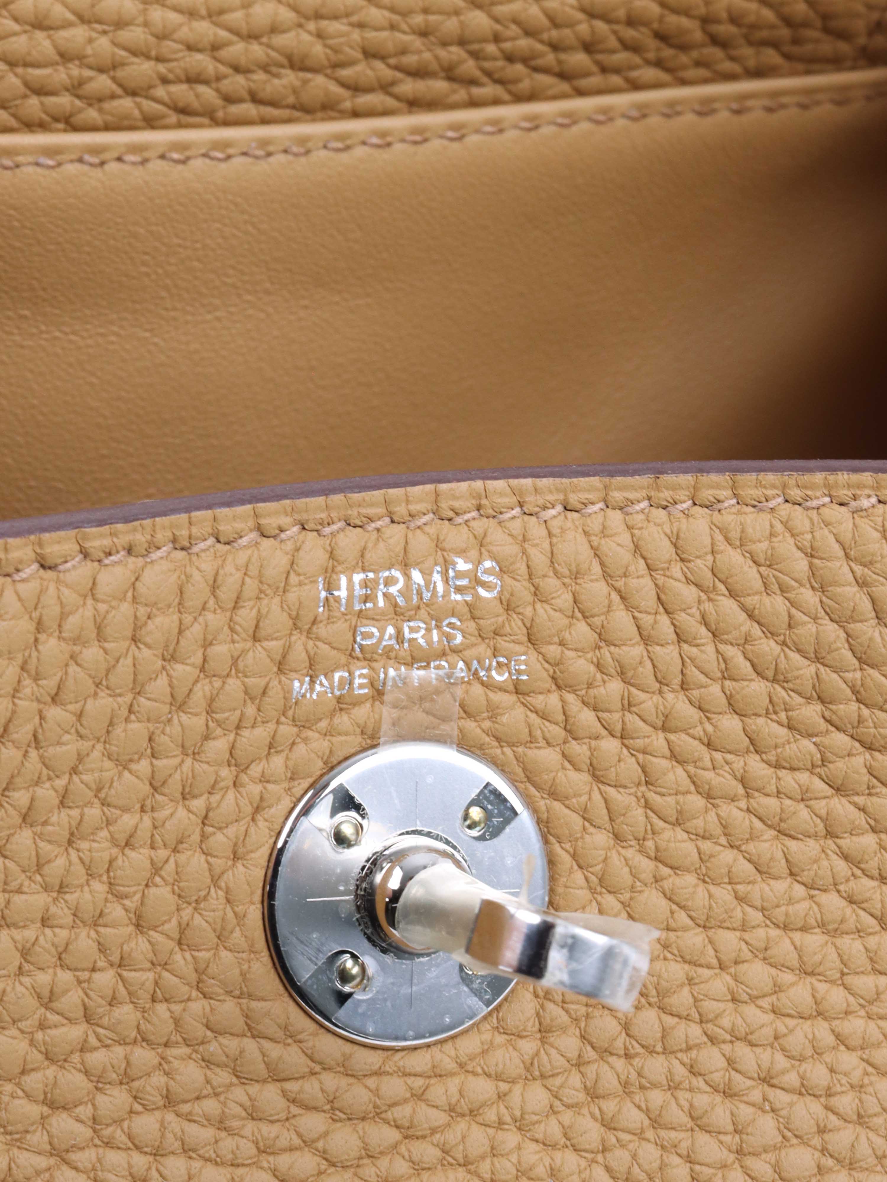 Hermes Mini Lindy Bag in Biscuit Color with Palladium Hardware - Luxury Crossbody Bag for Women, Perfect for Everyday Use, Travel & Special Occasions
