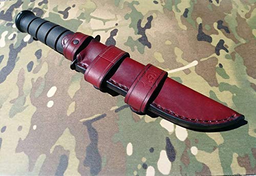 Premium Leather Scout Sheath for KA-BAR USMC Fighting Knife - Durable Tactical Knife Holder for Hunting, Camping & Outdoor Adventures