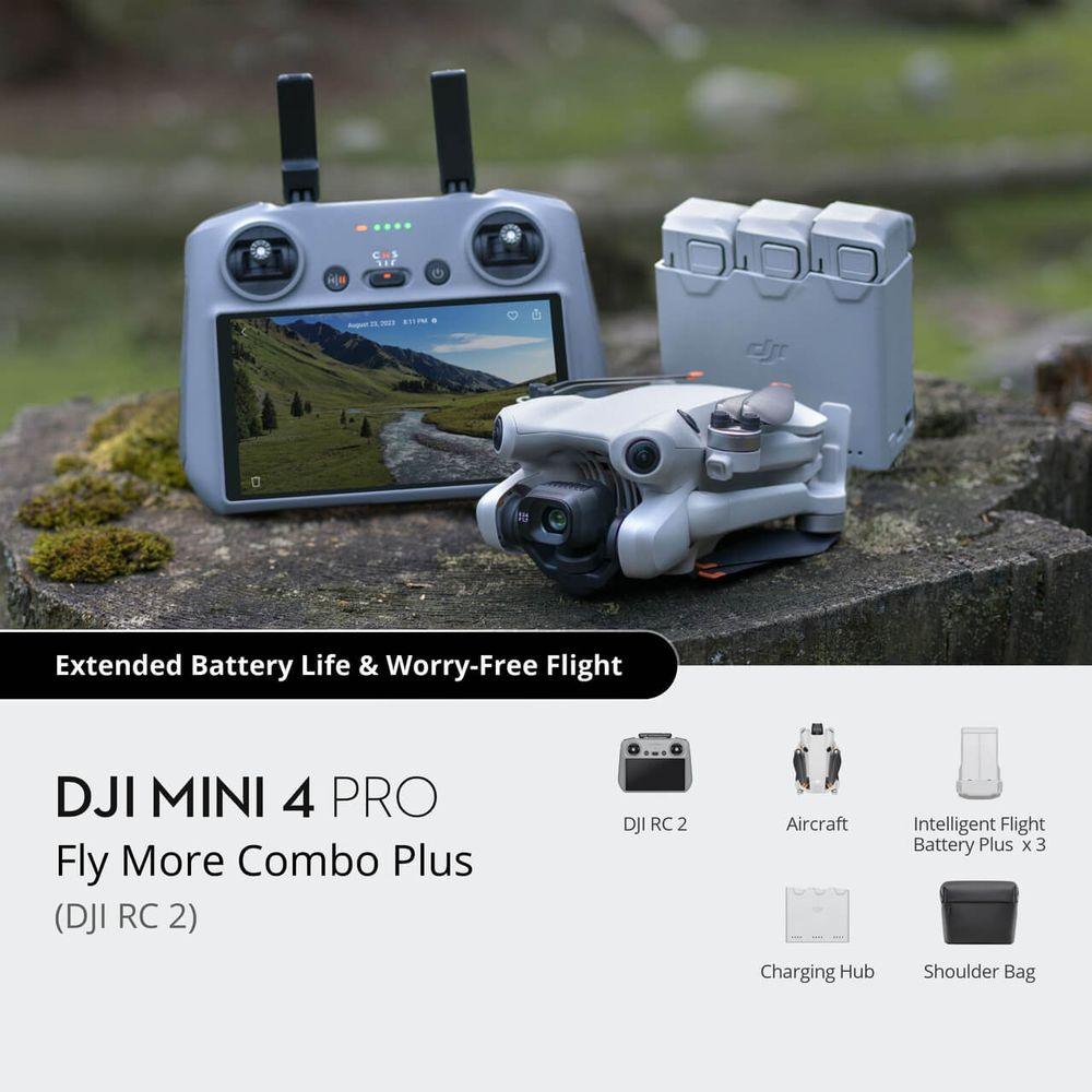 DJI Mini 4 Pro Drone with Fly More Combo Plus & DJI RC 2 Remote Controller - Lightweight Foldable Quadcopter for Aerial Photography, Travel Adventures & Outdoor Exploration