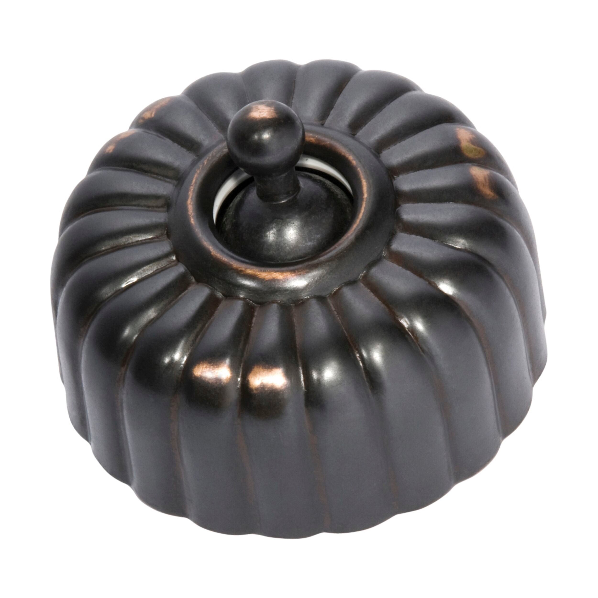 5482 Switch Fluted Antique Copper D55xP40mm - Vintage Style Light Switch Cover for Home Decor, Living Room, Bedroom, and Office